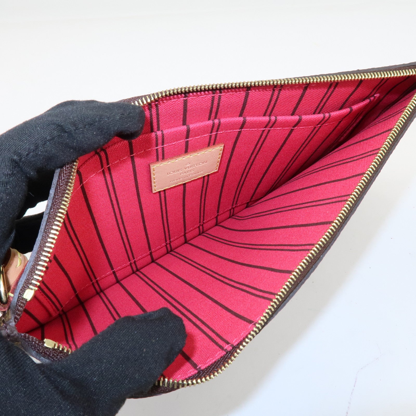 Louis Vuitton Monogram Pouch For Neverfull MM Brown Fuchsia Used