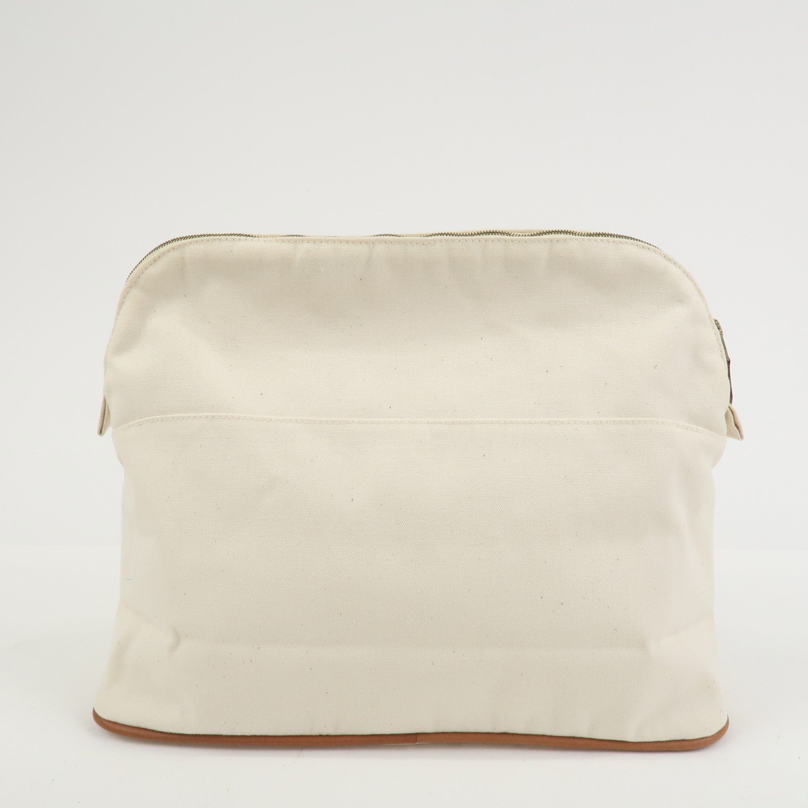 HERMES Bolide Canvas Leather Pouch TGM Natural