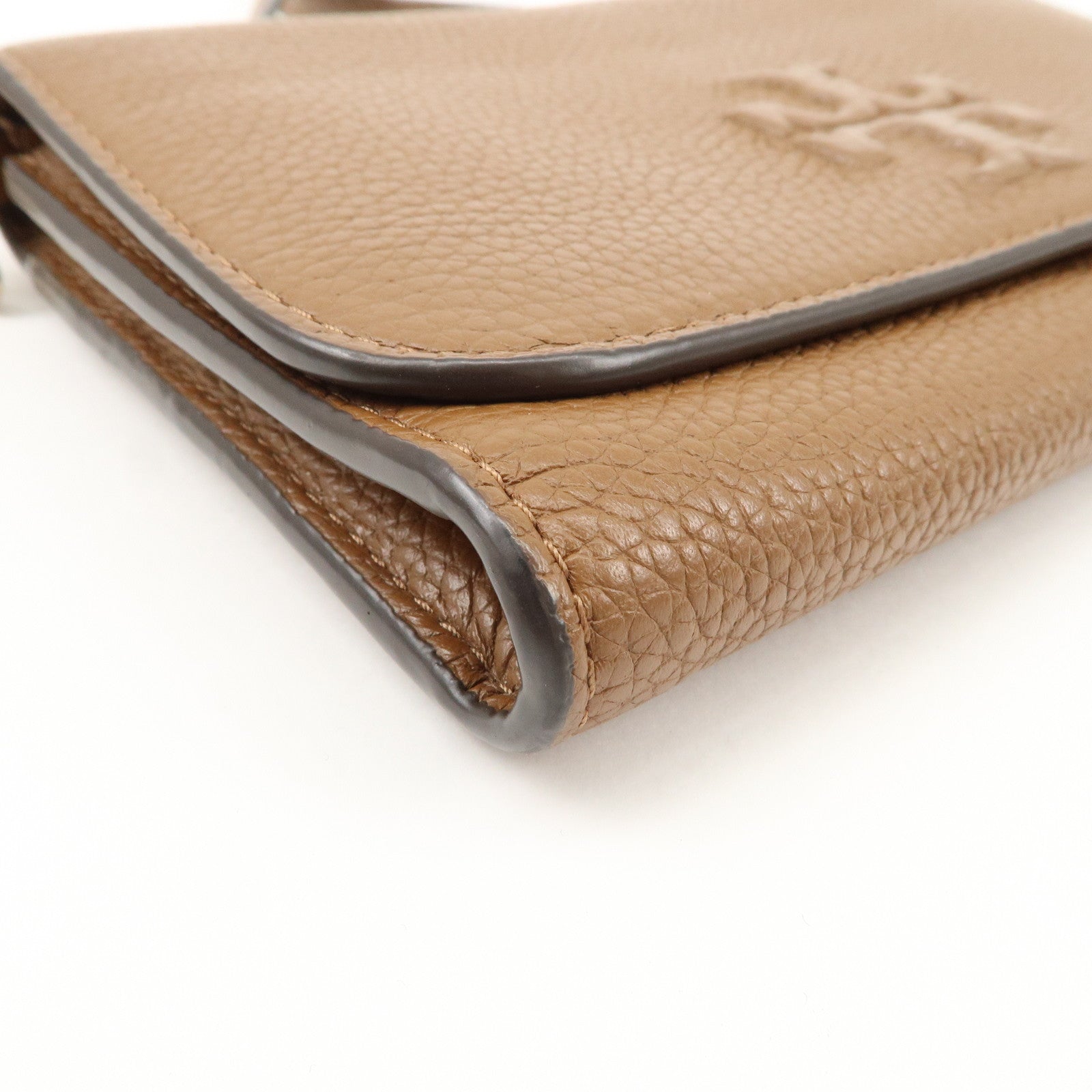 TORY BURCH Leather Shoulder Wallet Brown Used