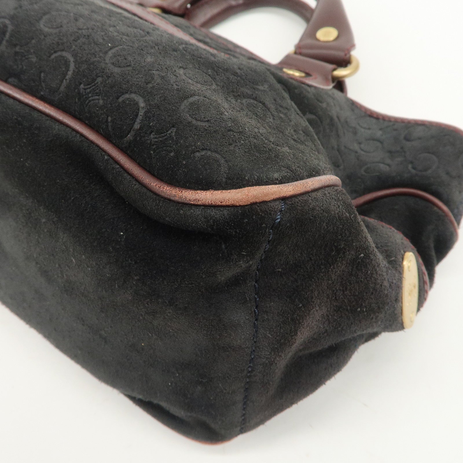 CELINE C Macadam Suede Leather Boogie Bag Bordeaux Black