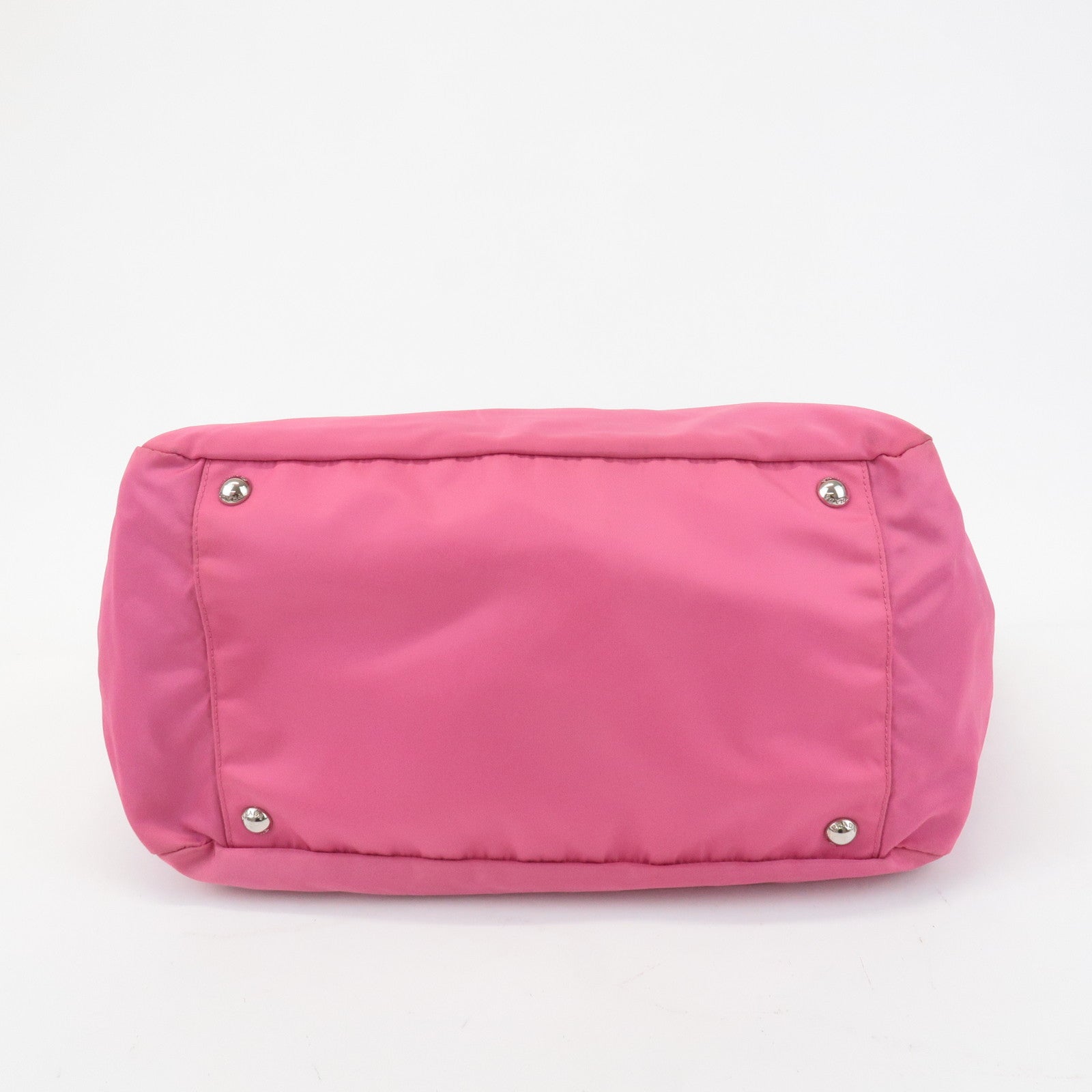 PRADA Triangle Logo Leather Nylon 2Way Bag Tote Bag Pink Black