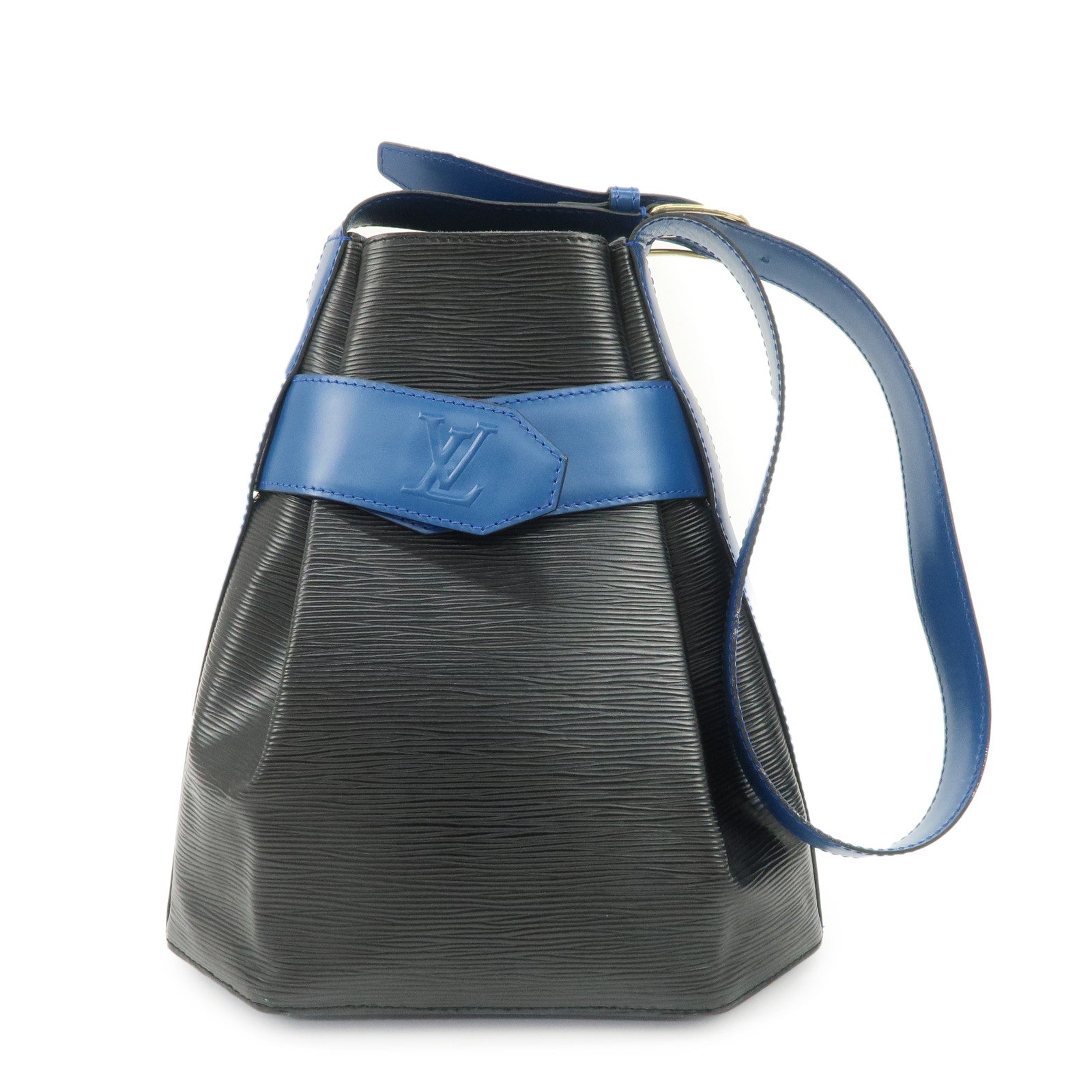 Louis Vuitton Epi Leather Sac de Paul Shoulder Bag Noir Tredo Blue