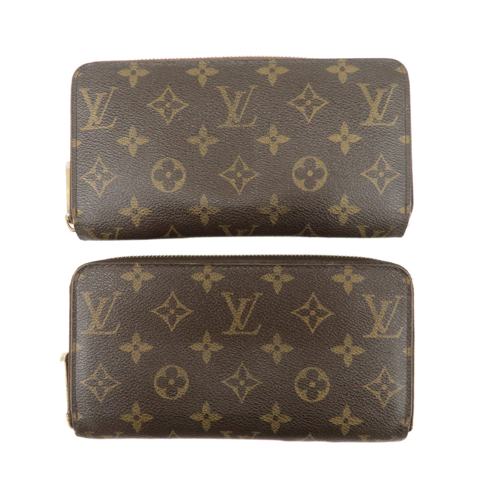 Louis Vuitton Set of 2 Monogram Canvas Round Zippy Long Wallet M60017 Used