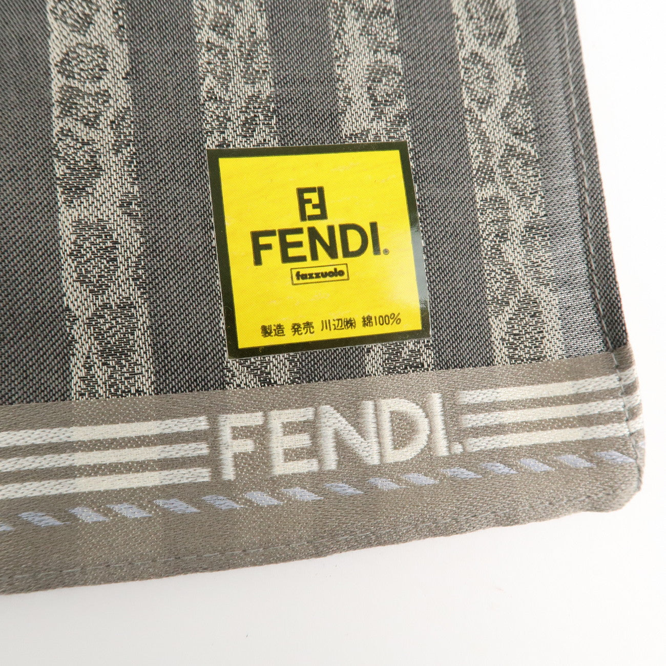 FENDI Set of 5 Cotton 100% Handkerchief Brown Black Navy Used