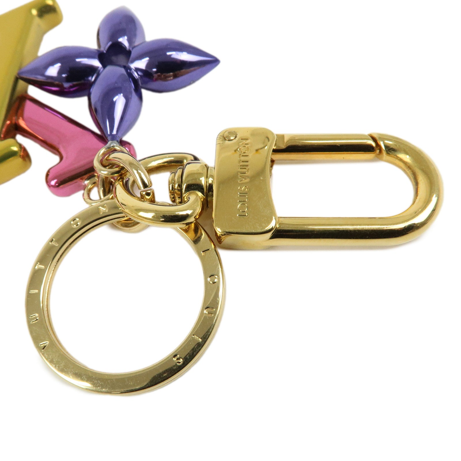 Louis Vuitton Porte Cles LV New Wave Bag Charm Gold Pink M63749