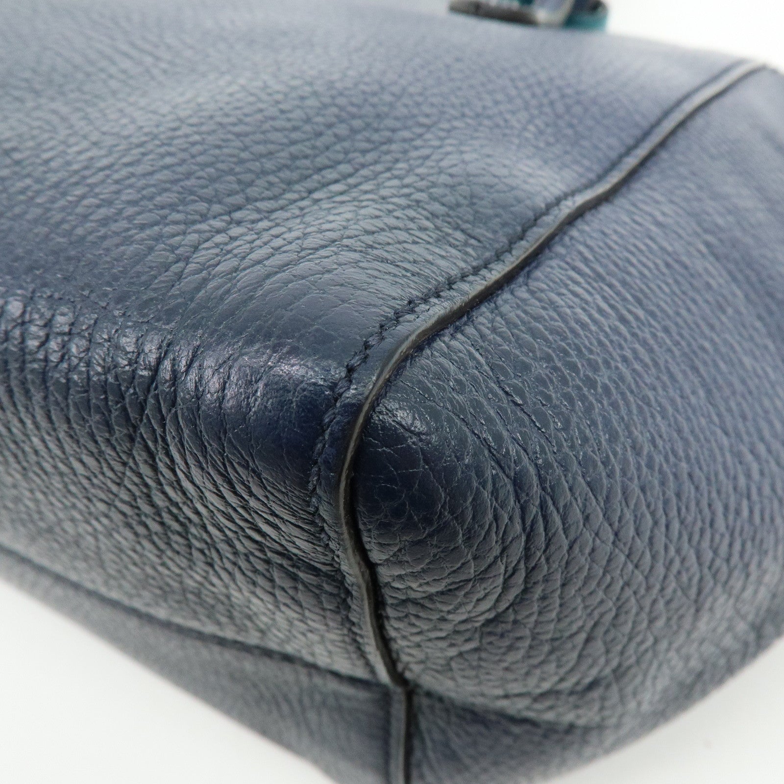 GUCCI Swing Interlocking G Calf Leather Tote Hand Bag Navy 354408