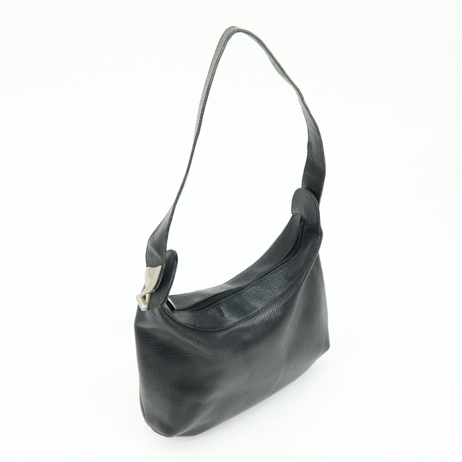 LOEWE Embossed Leather Shoulder Bag Hand Bag Black