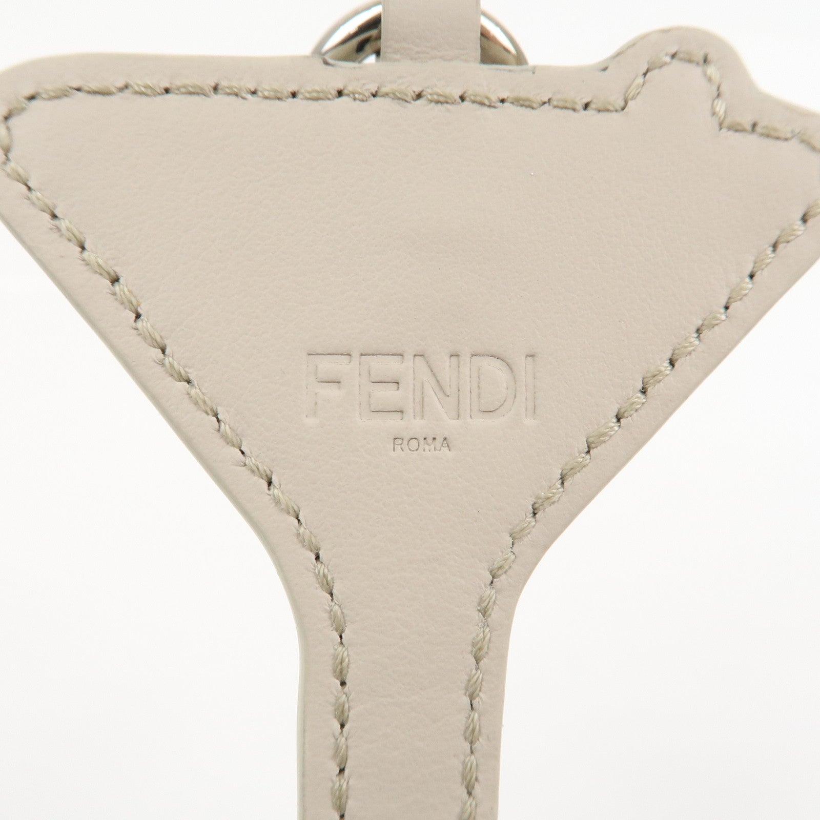 FENDI Logo Leather Martini Bag Charm Key Chain Key Charm Gray