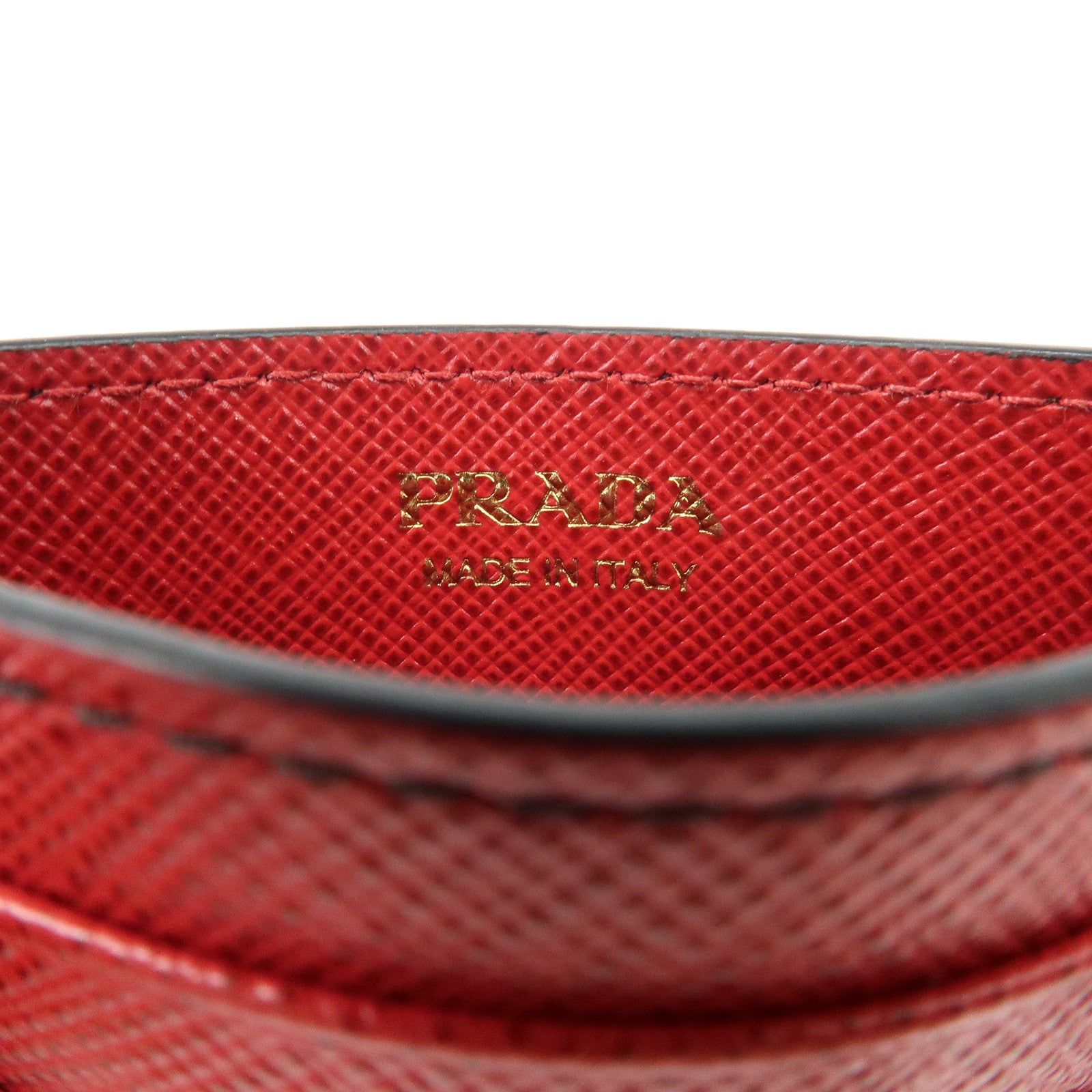 PRADA Saffiano Leather Heart Card Case Black Red White 1MC025