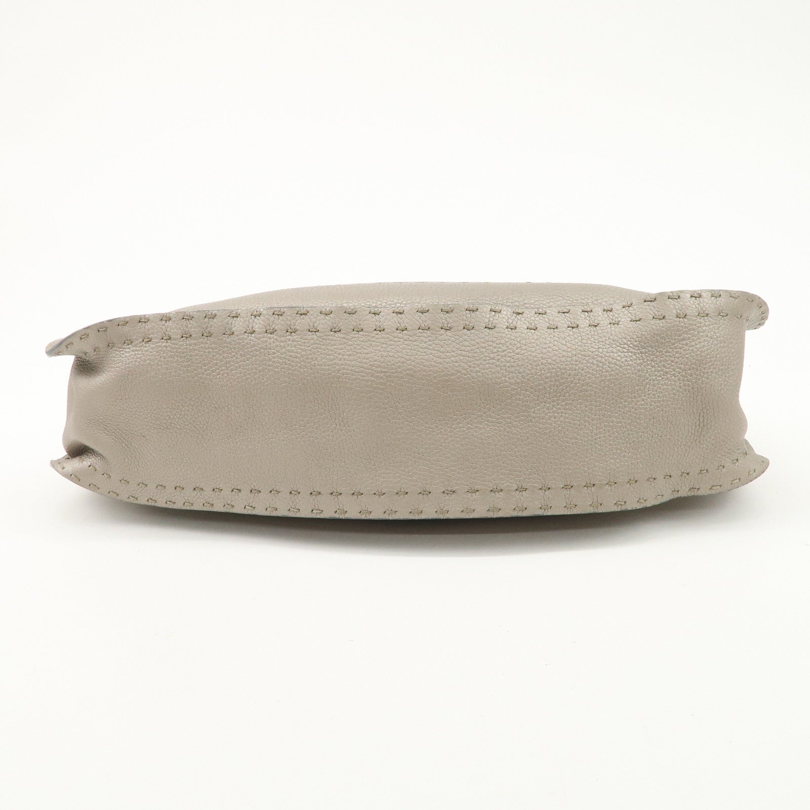 FENDI Selleria Leather Tote Bag Shoulder Bag Hand Bag Gray Used