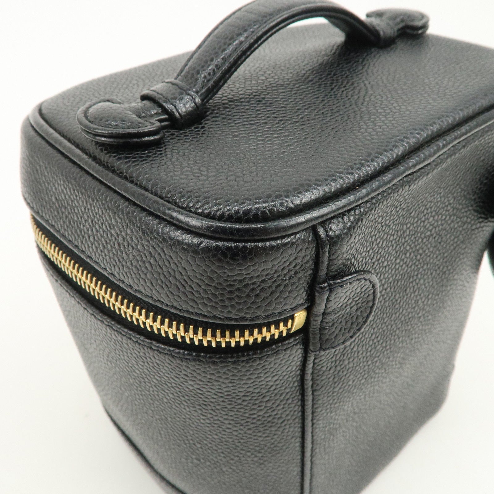 CHANEL COCO Mark Caviarskin Vanity Bag Hand Bag Black A01998
