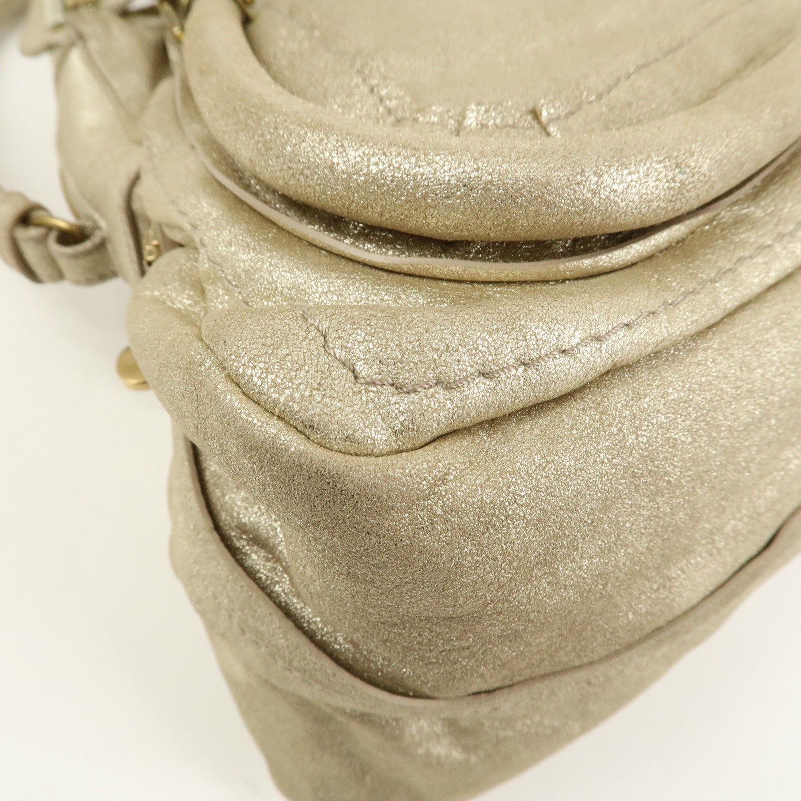 Chloe Paraty Leather 2Way Bag Hand Bag Shoulder Bag Gold 041056-09