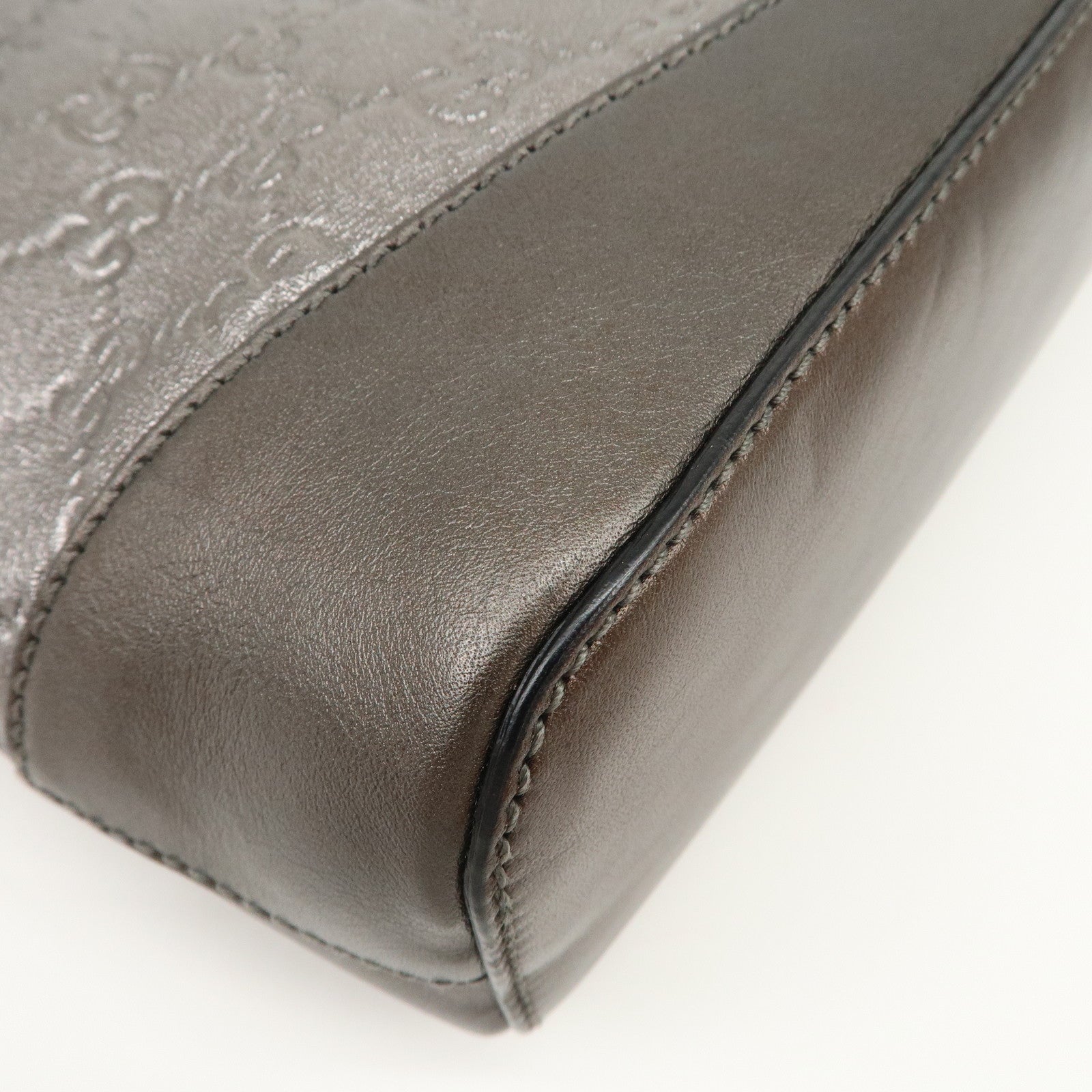 GUCCI Guccissima Leather Shoulder Bag Hand Bag Silver 240020