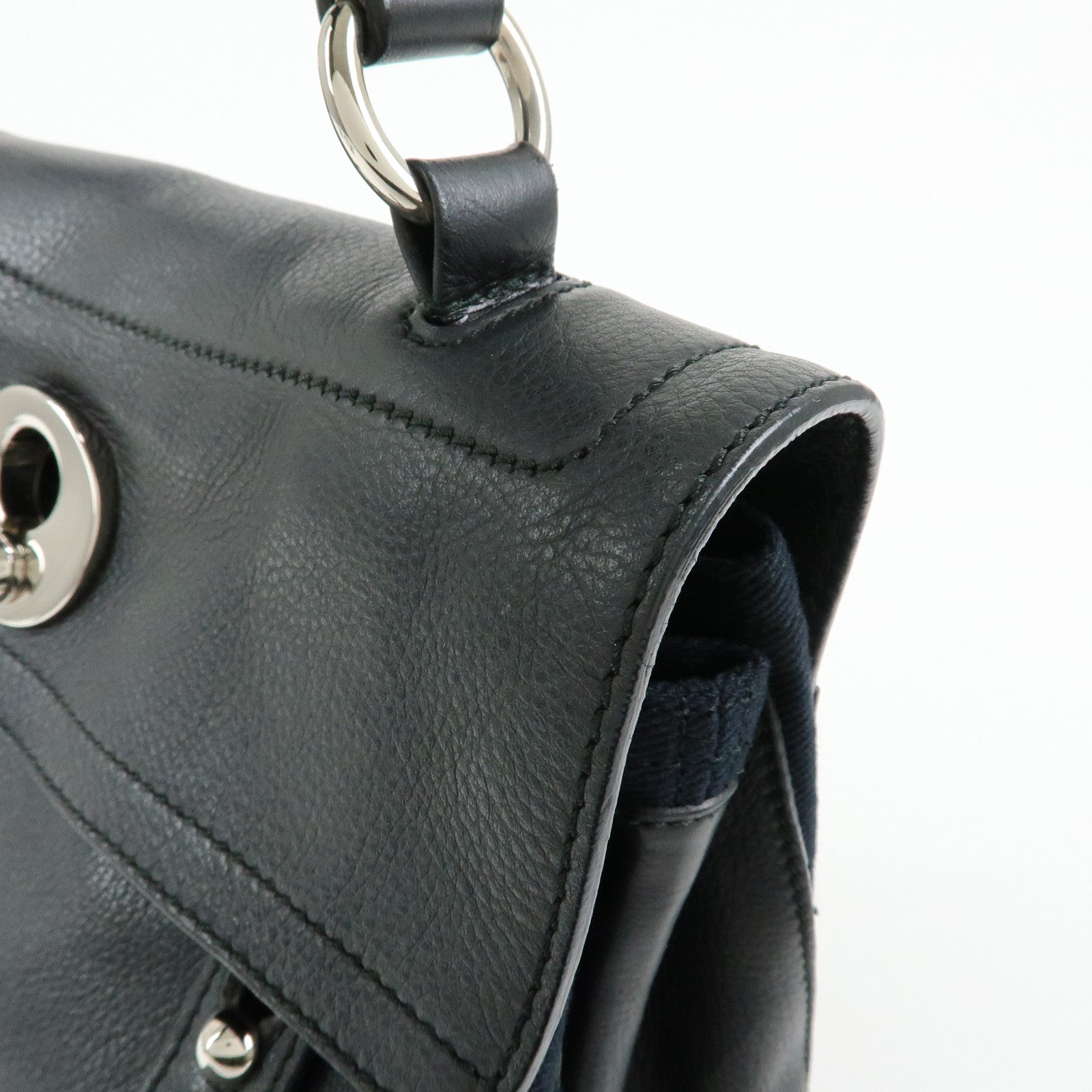 SAINT LAURENT PARIS Muse Two Leather Canvas 2WAY Bag Black 527411