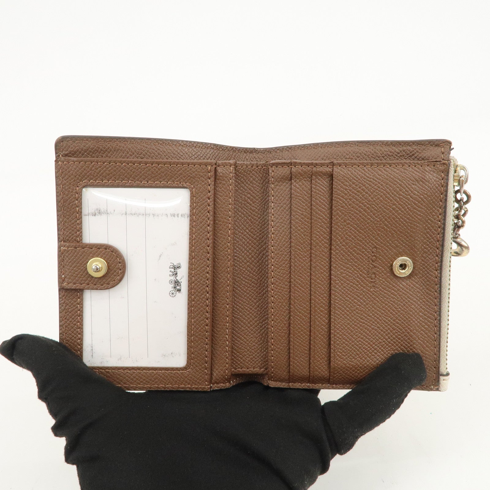 COACH Set of 3 Pouch Wallet Coin Case Brown Light Blue Black Ivory