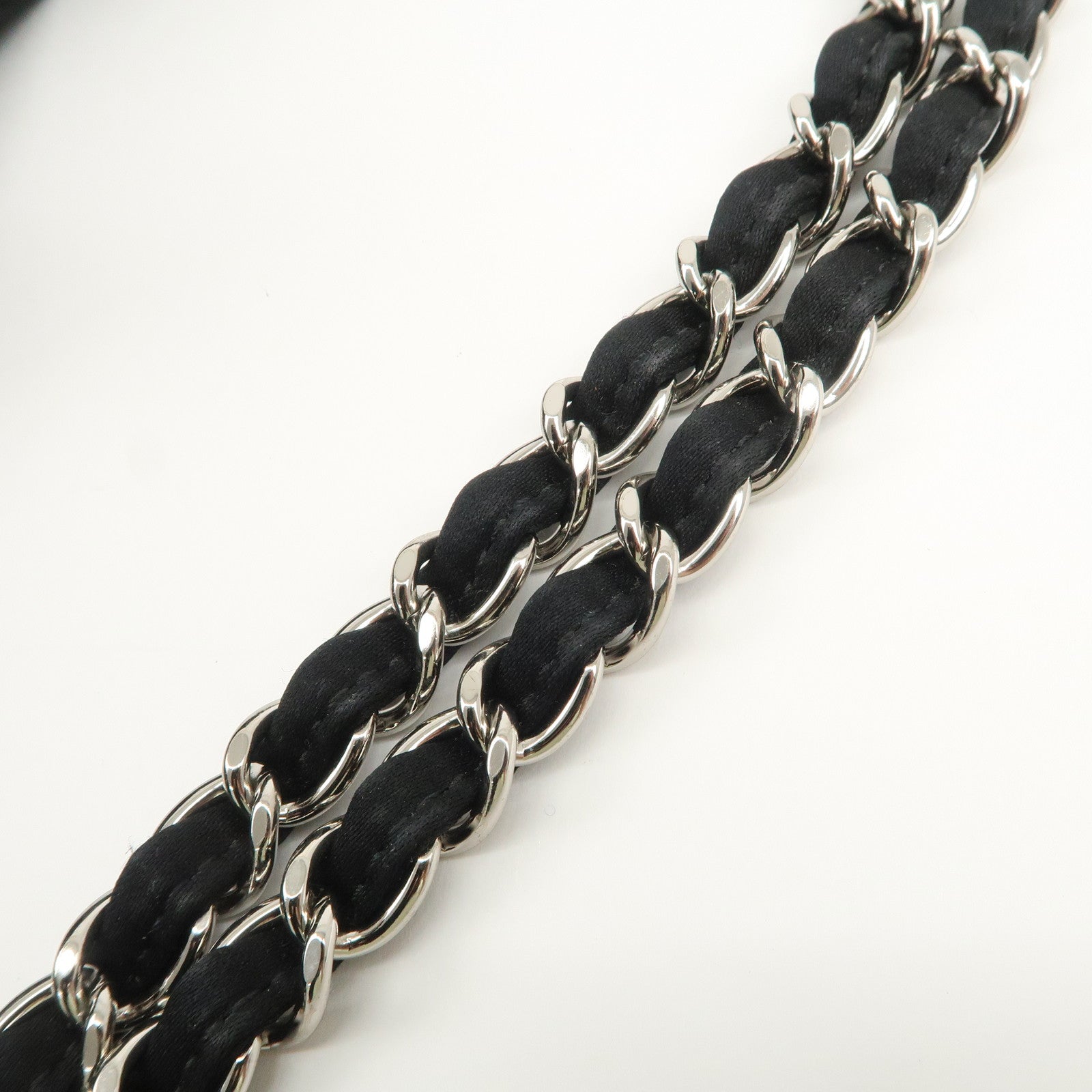 CHANEL Melrose Cabas Cotton Jersey Shoulder Bag Black Used