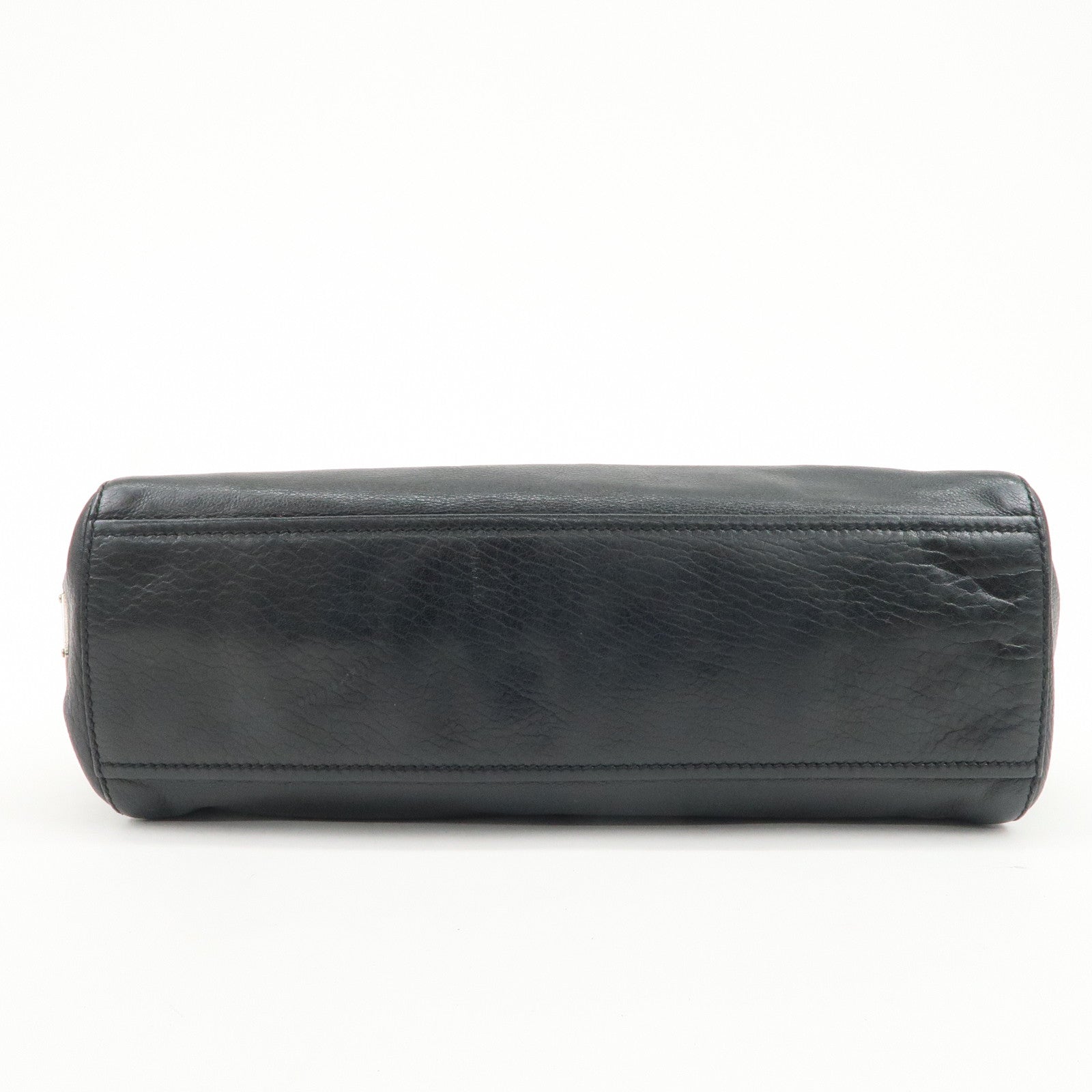 PRADA Triangle Logo Leather Shoulder Bag Hand Bag Black