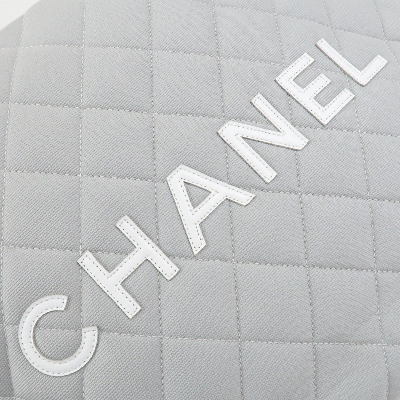 CHANEL Sports Line COCO Mark Canvas Leather Hand Bag Gray White