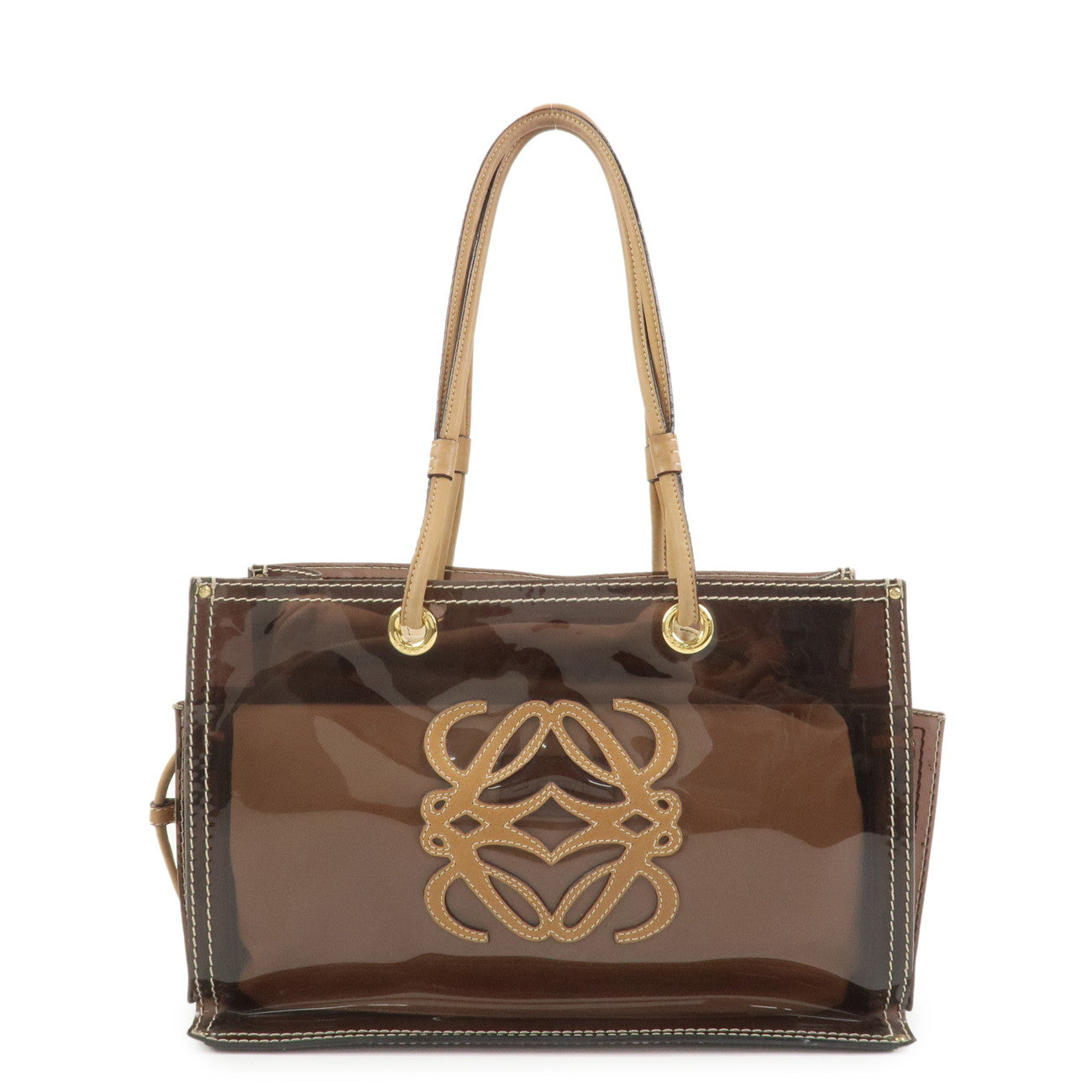 LOEWE Anagram PVC Leather Tote Bag Shoulder Bag Brown