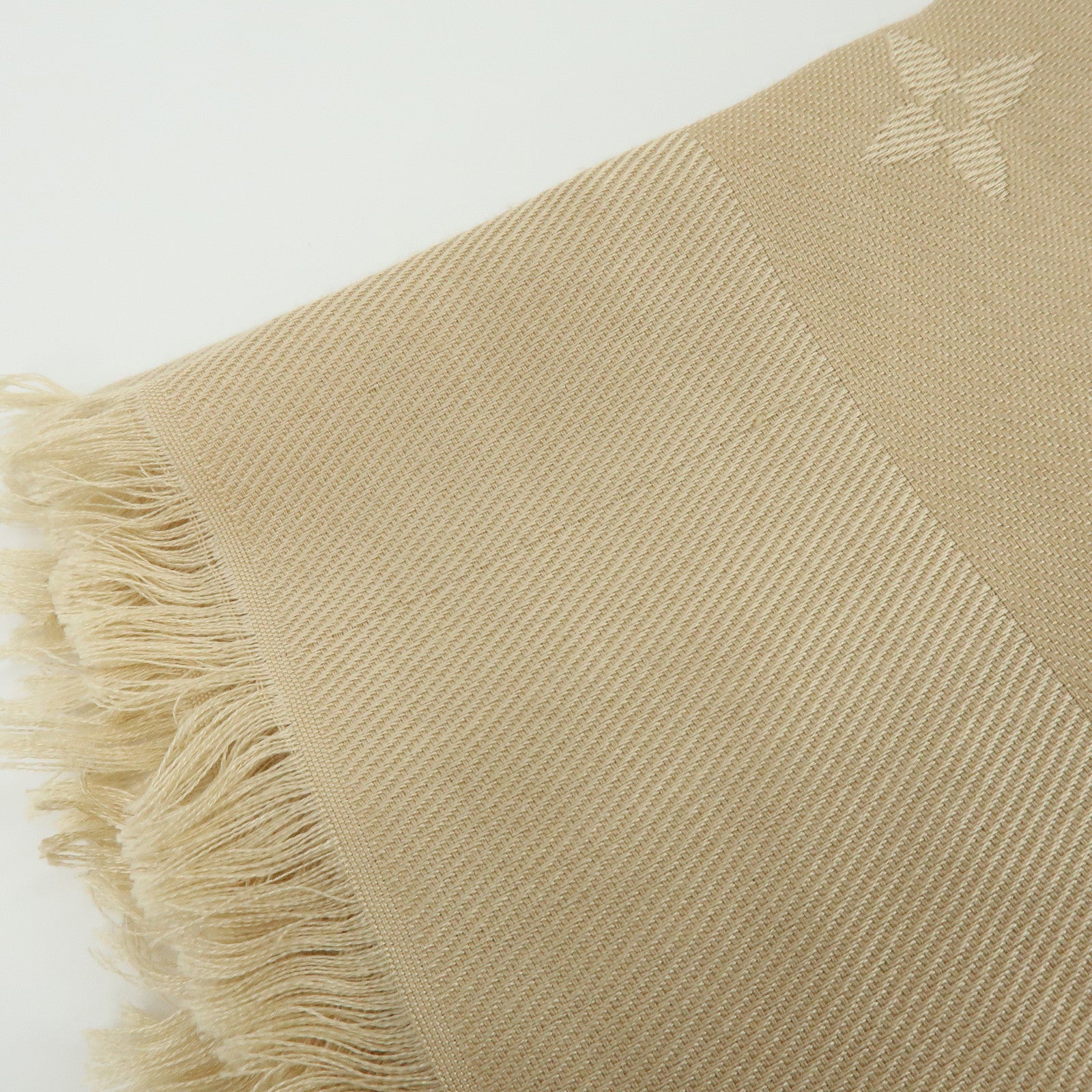 Louis Vuitton Monogram Shine Silk Wool Scarf Shawl Beige