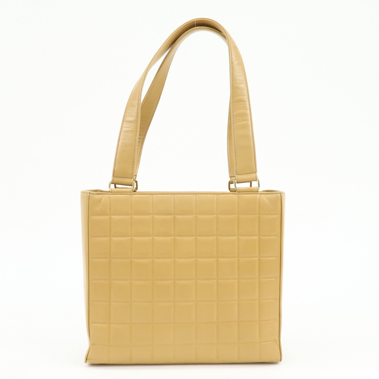 CHANEL Chocolate Bar Lamb Skin Tote Bag Hand Bag Beige A17809