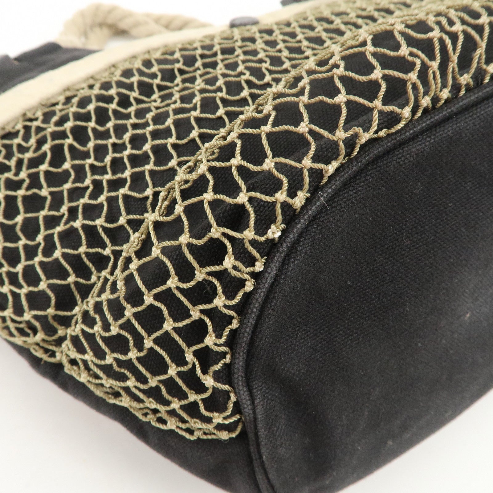 CHANEL COCO Mark Canvas Patent Leather Hand Bag Black Yellow