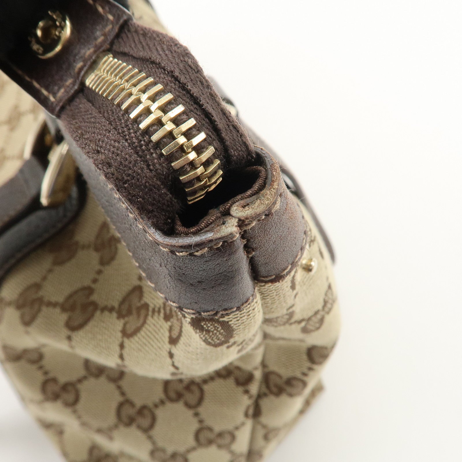 GUCCI Abbey GG Canvas Leather Shoulder Hand Bag Beige Brown 141470 Used