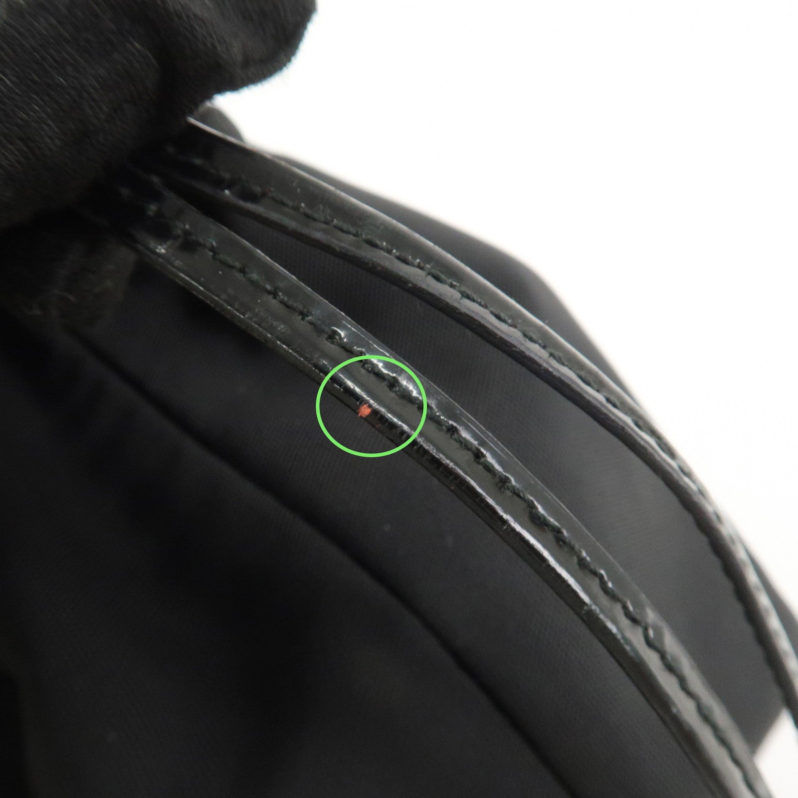 GUCCI Nylon Patent Leather Cosmetic Pouch Hand Bag Black 390・0973