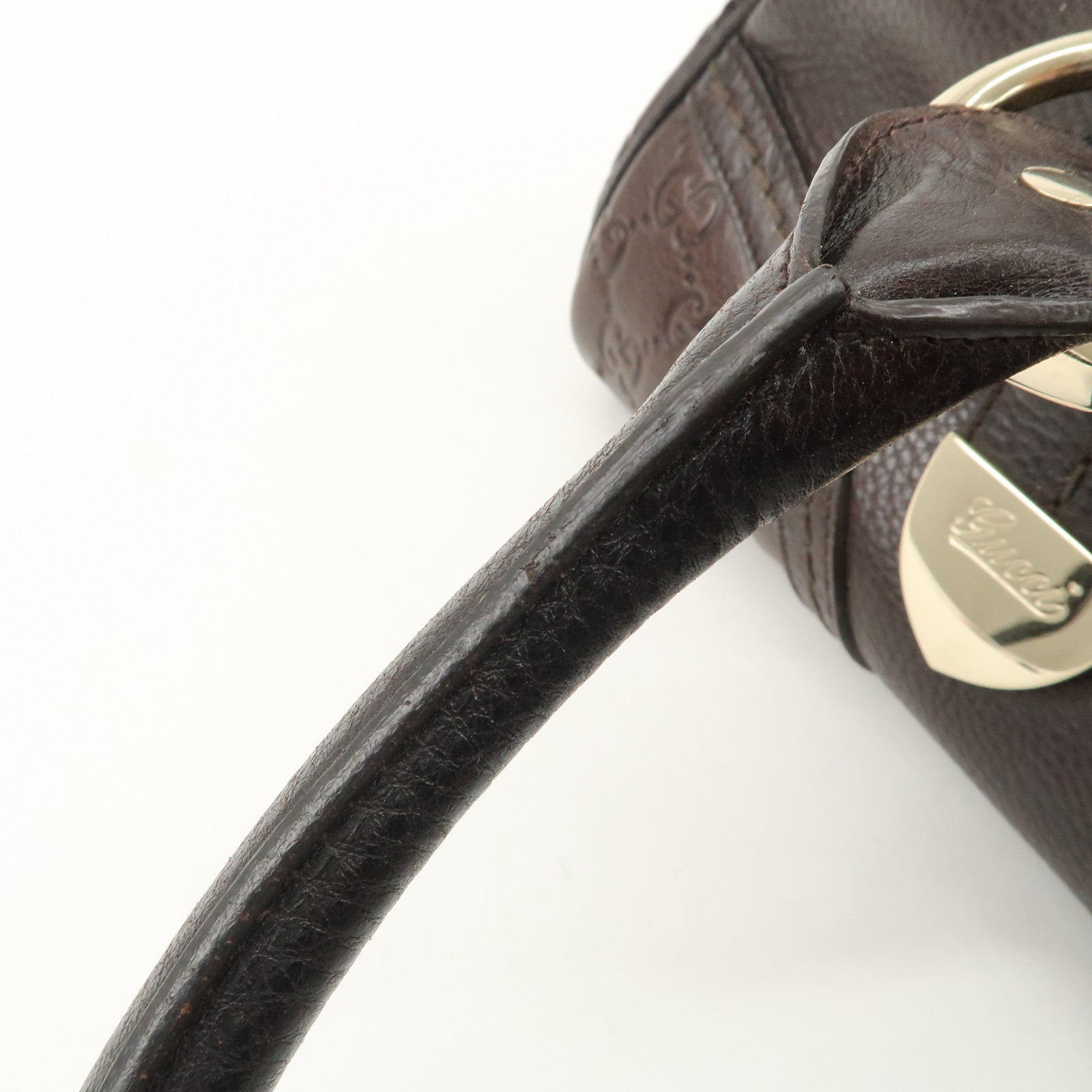 GUCCI Guccissima Leather Mini Boston Bag Hand Bag Dark Brown 181508 Used