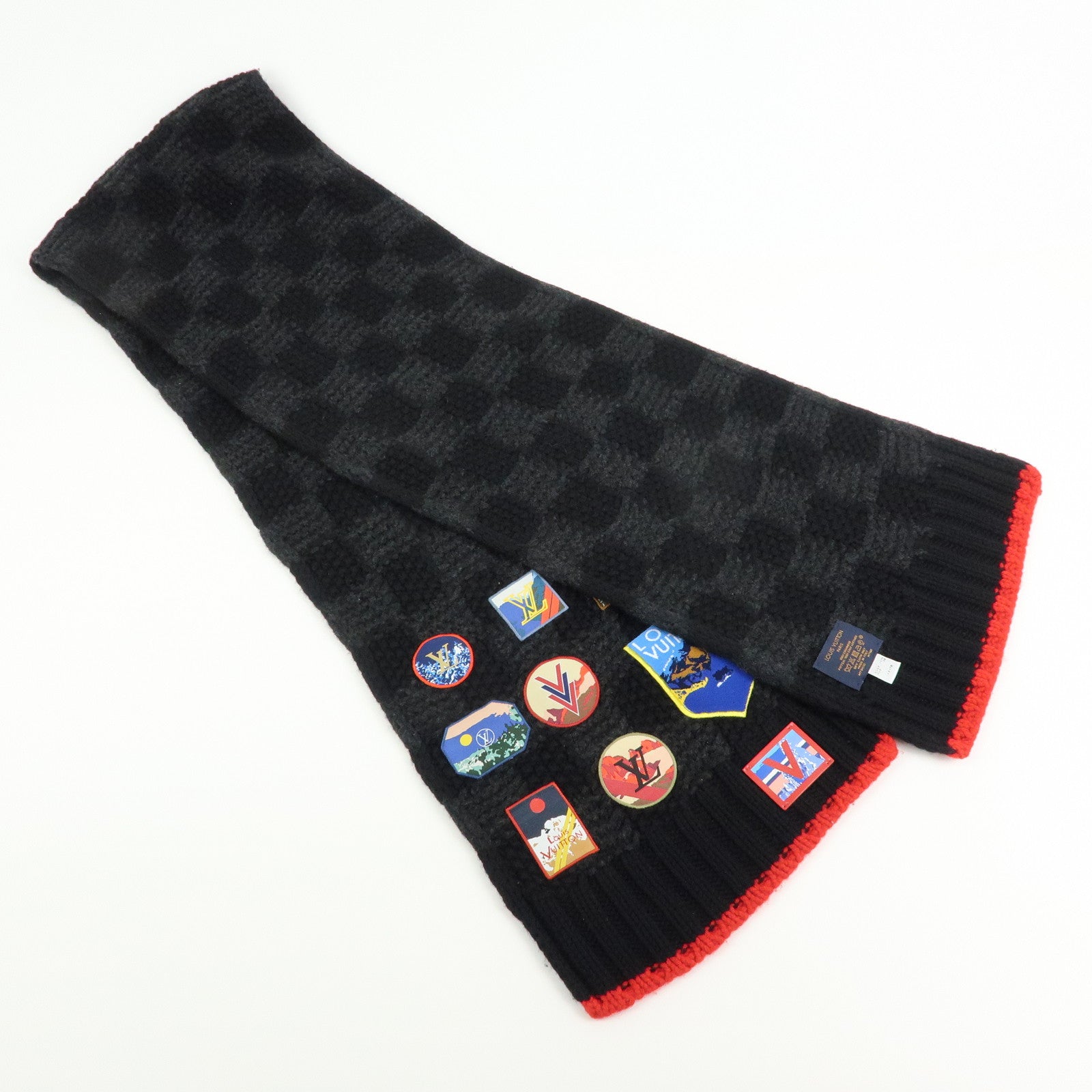 Louis Vuitton Helsinki Alps Patch Cashmere 100% Scarf Black M71108