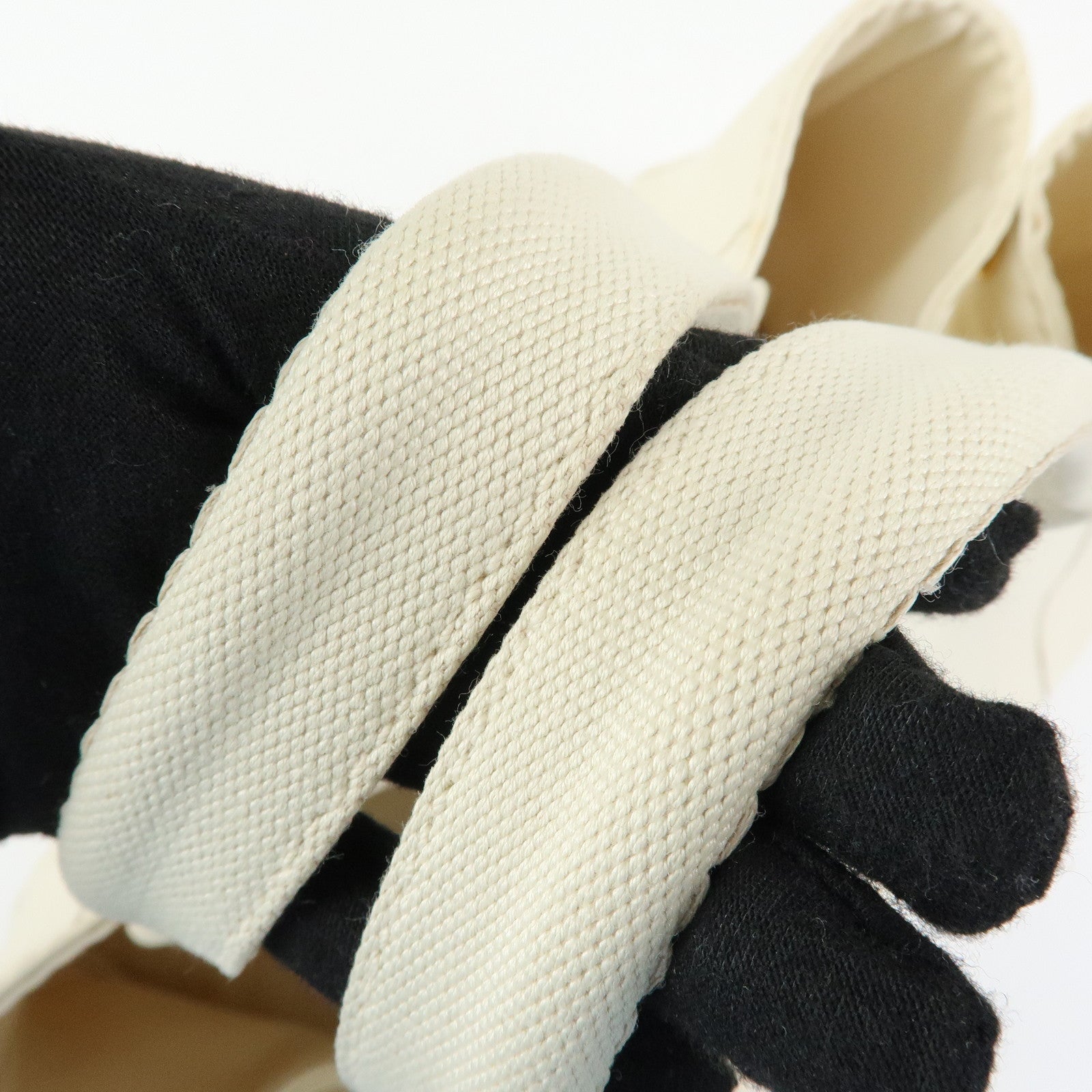 PRADA Canapa Large Triangle Logo Tote Hand Bag Ivory BN1872