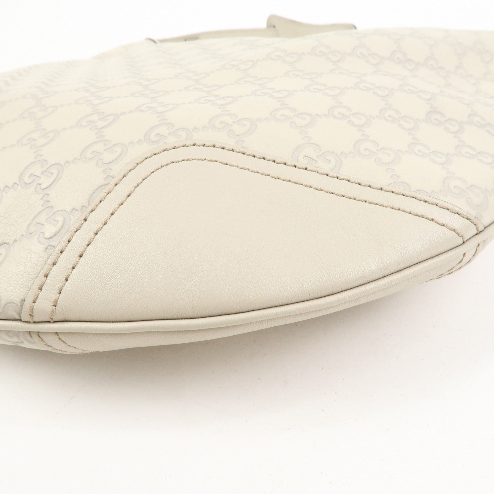 GUCCI Sherry Guccissima Leather Shoulder Bag Hand Bag Ivory 293596