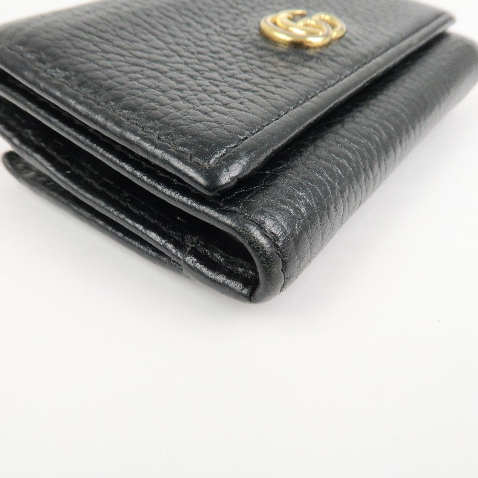 GUCCI GG Marmont Leather Small Tri-fold Compact Wallet Black 644407