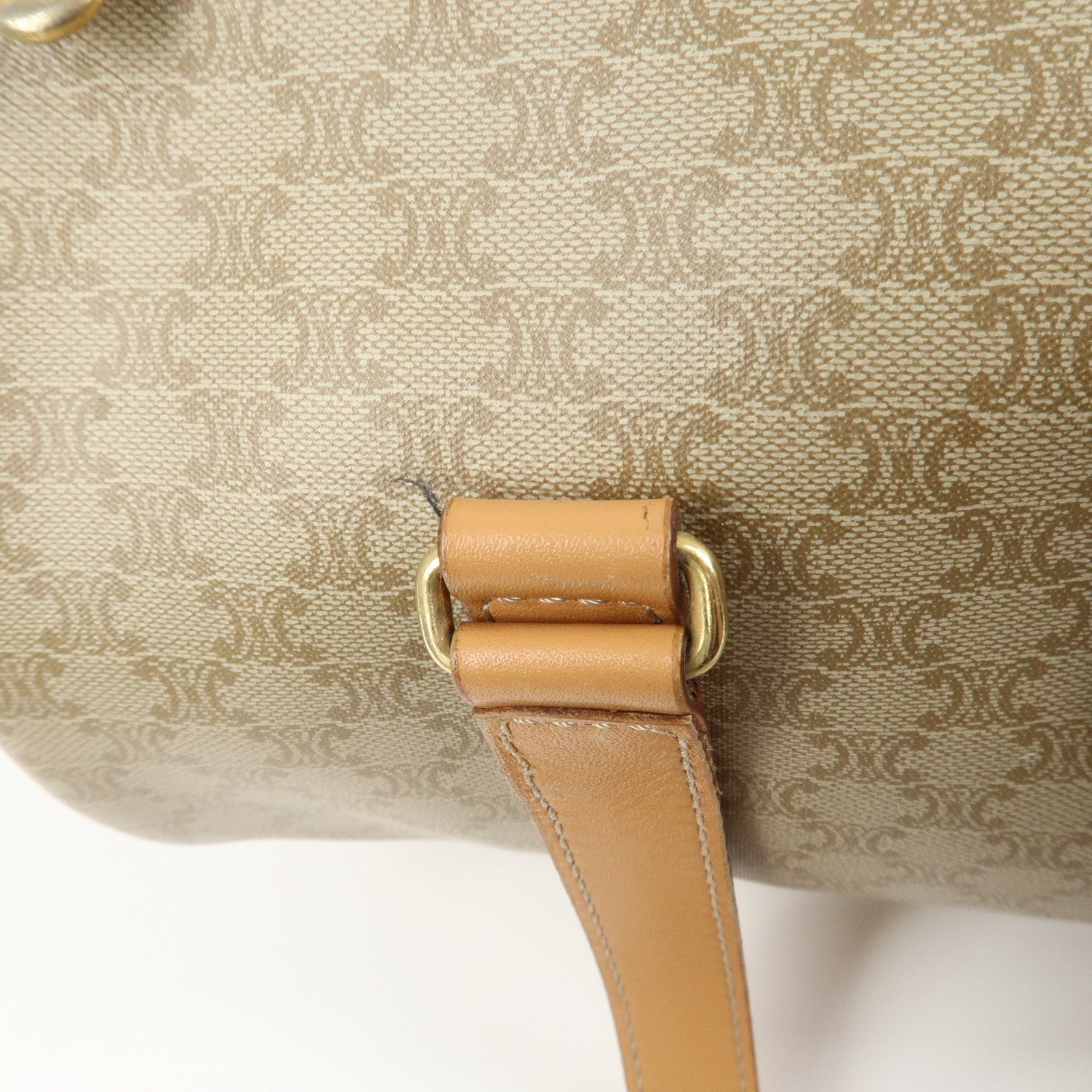 CELINE Macadam PVC Leather Shoulder Bag Hand Bag Beige