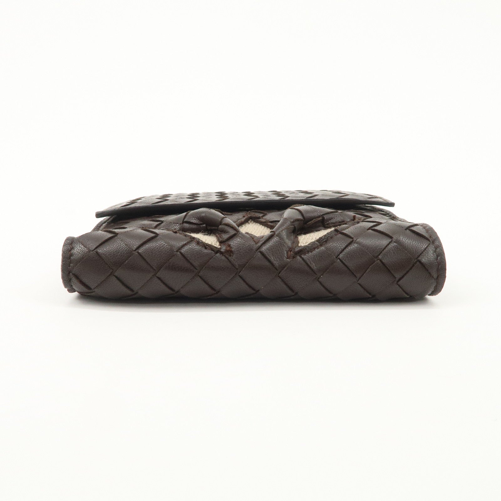 Bottega Veneta Intrecciato Leather Bi-fold Comact Wallet Brown