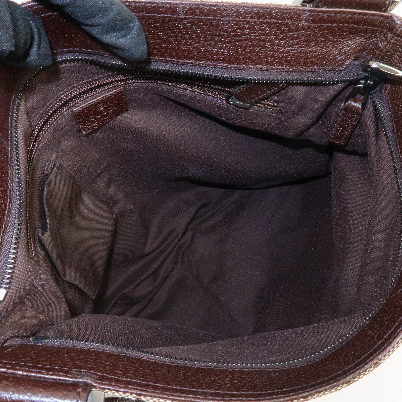 GUCCI Sherry GG Canvas Leather Shoulder Bag Beige Brown 169937