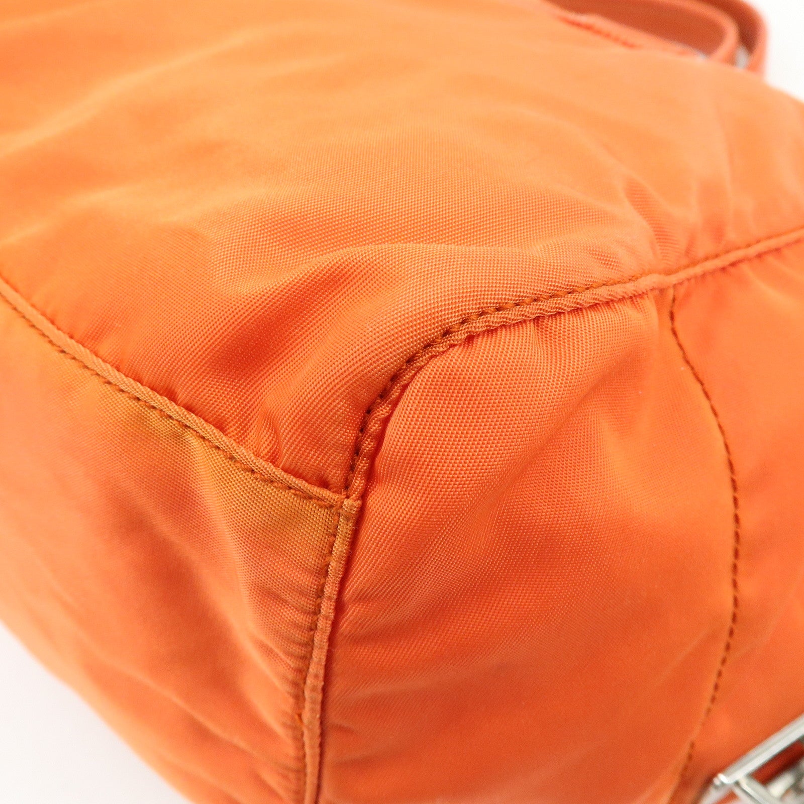 PRADA Triangle Logo Nylon Boston Bag Hand Bag Orange
