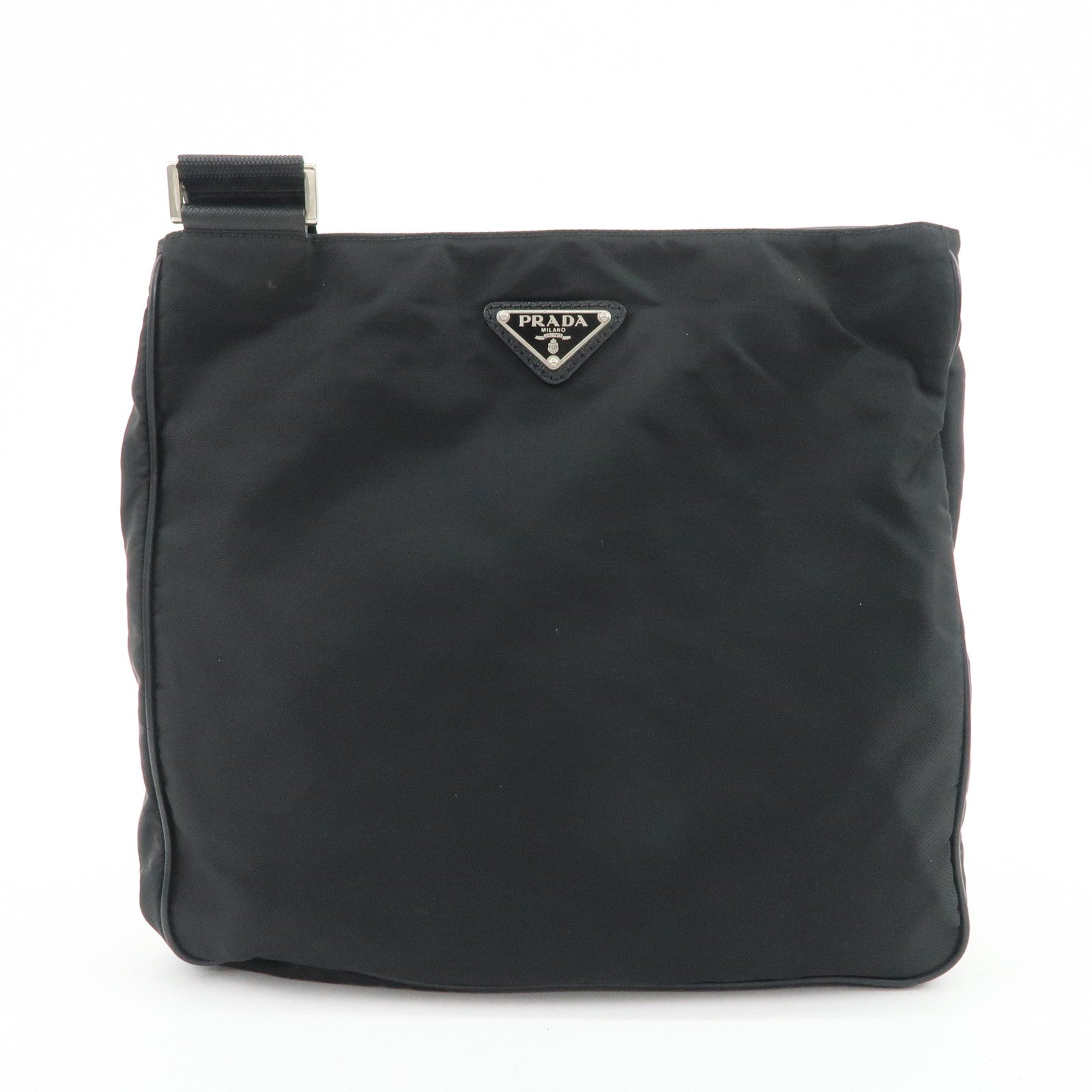 PRADA Nylon Saffiano Leather Shoulder Crossbody Bag Black VA0269