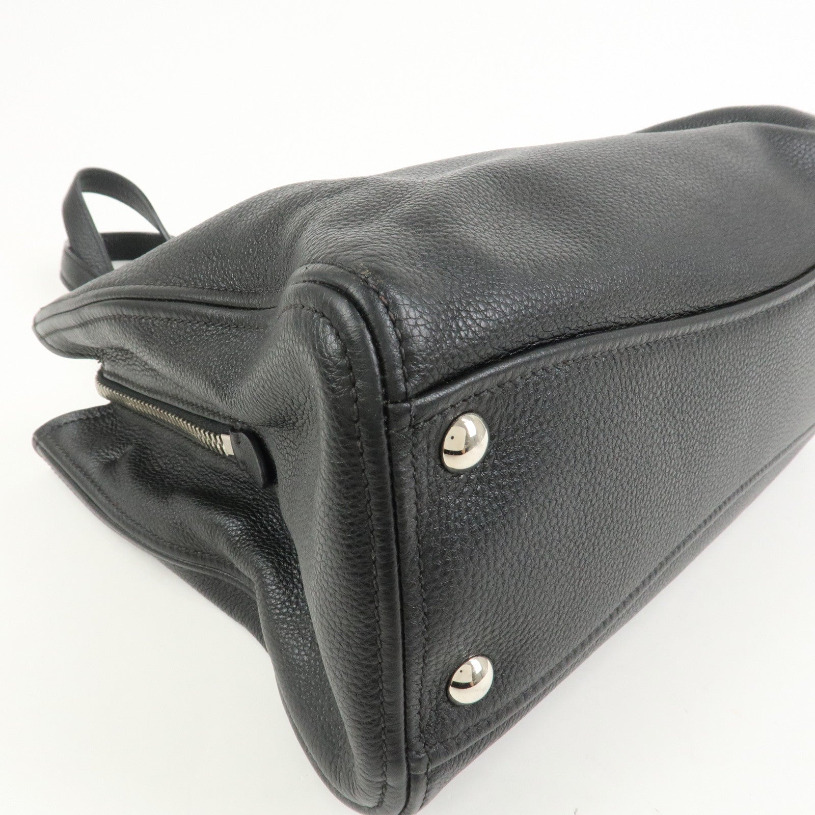 MIU MIU Logo Leather 2Way Shoulder Bag Hand Bag Black RR2014