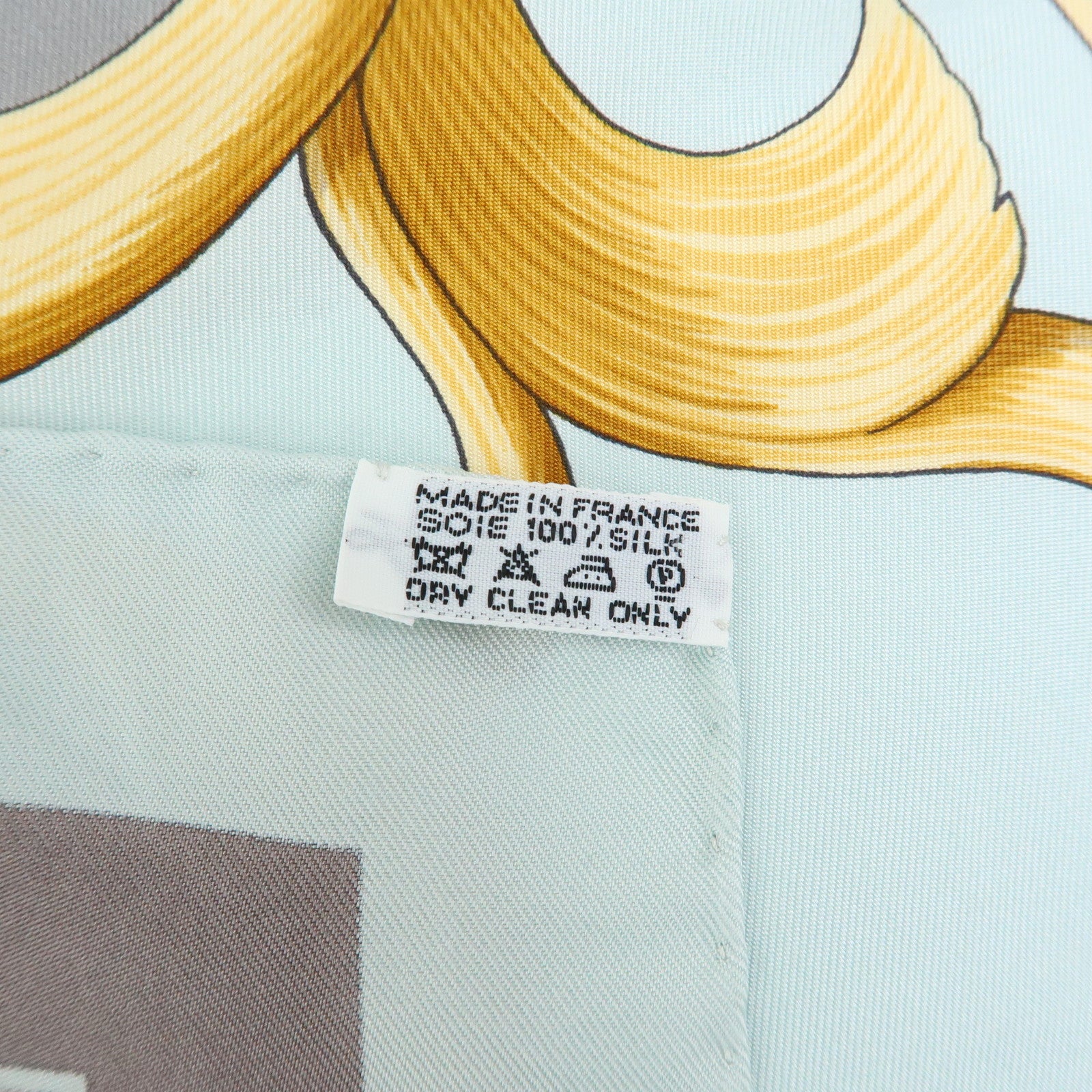 HERMES Carre 90 Silk 100% Scarf CROWN Sky Blue White