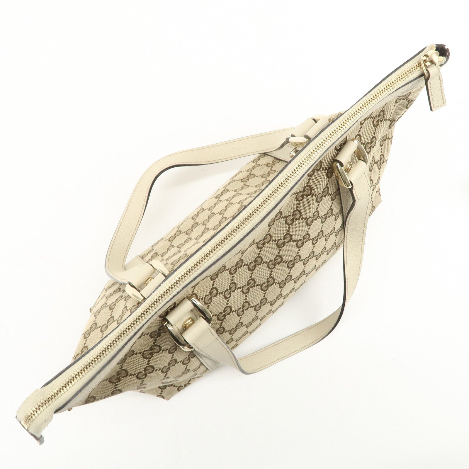 GUCCI Abbey GG Canvas Leather Tote Bag Shoulder Bag Brown 141470