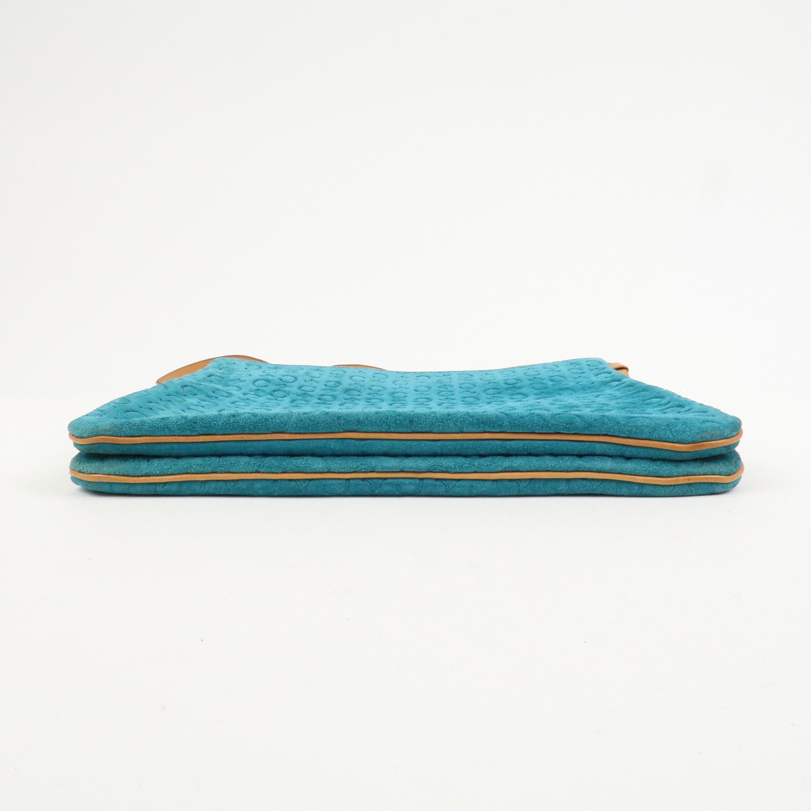 CELINE C Macadam Suede Leather Shoulder Bag Turquoise Blue