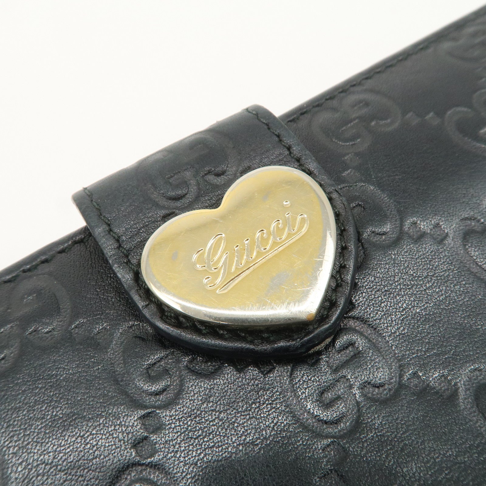 GUCCI Guccissima Lovely Heart W Hook Long Wallet Black 203550