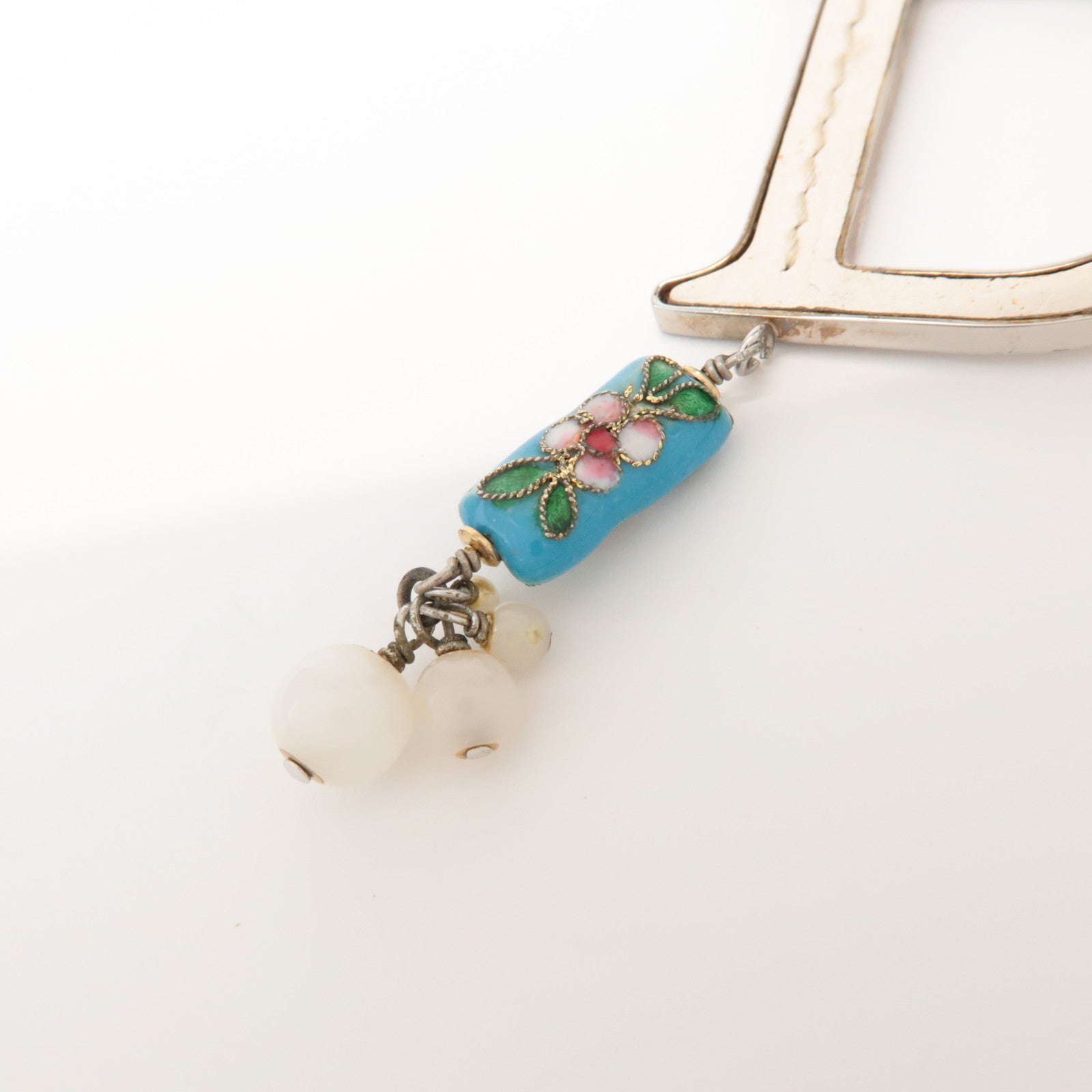 Christian Dior Metal Leather Butterfly Bag Charm Key Chain White