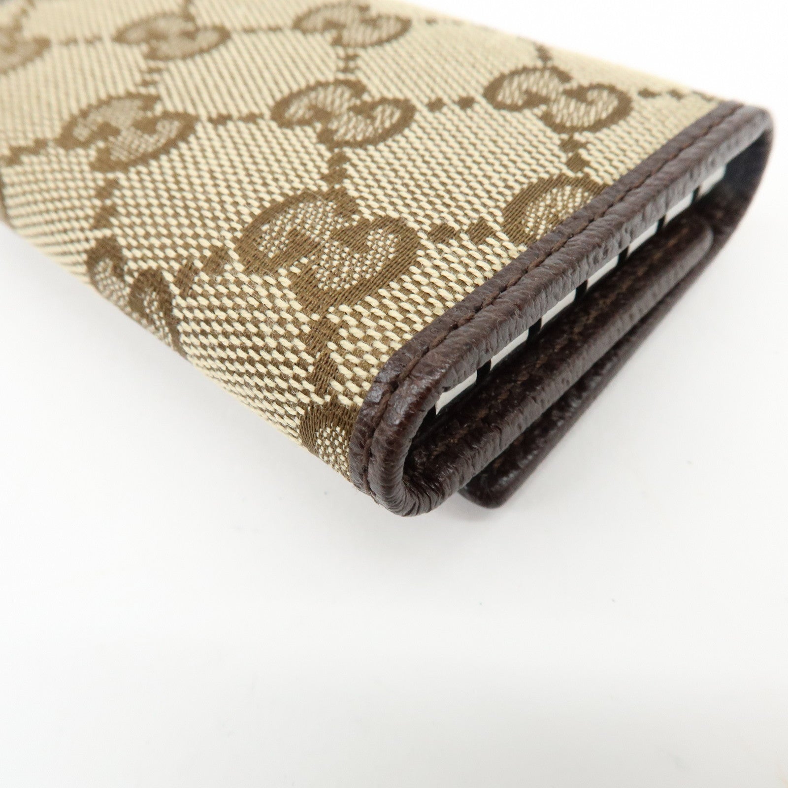 GUCCI GG Canvas Leather 6 Ring Key Case Beige Brown 127048