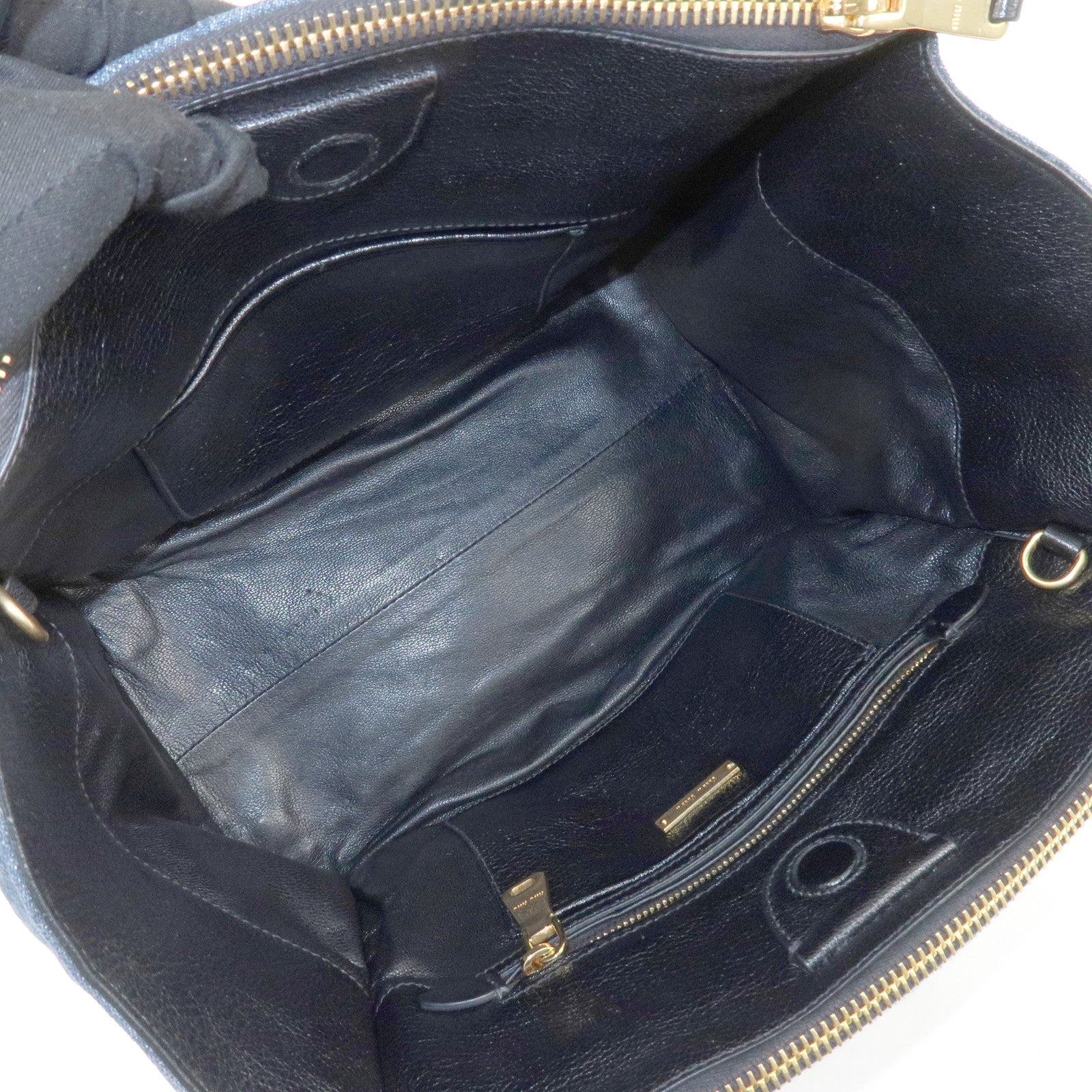 MIU MIU Biker Denim 2Way Tote Bag Hand Bag Shoulder Bag Blue RN1031