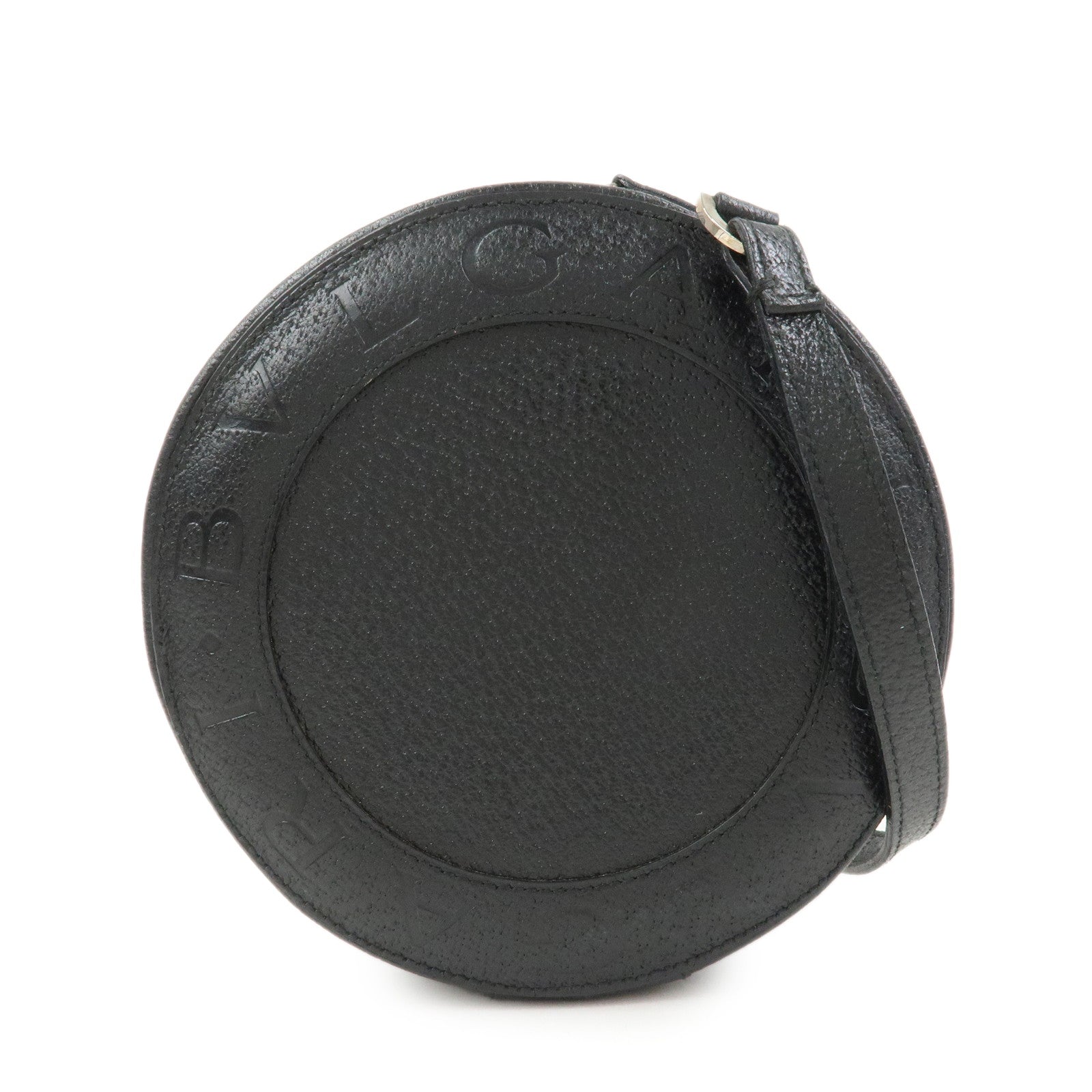 BVLGARI Logo B-Zero 1 Drum Leather Shoulder Bag Black