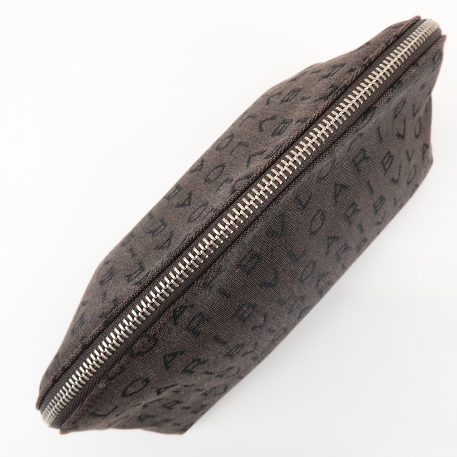 BVLGARI Logomania Canvas Pouch Cosmetic Pouch Dark Brown