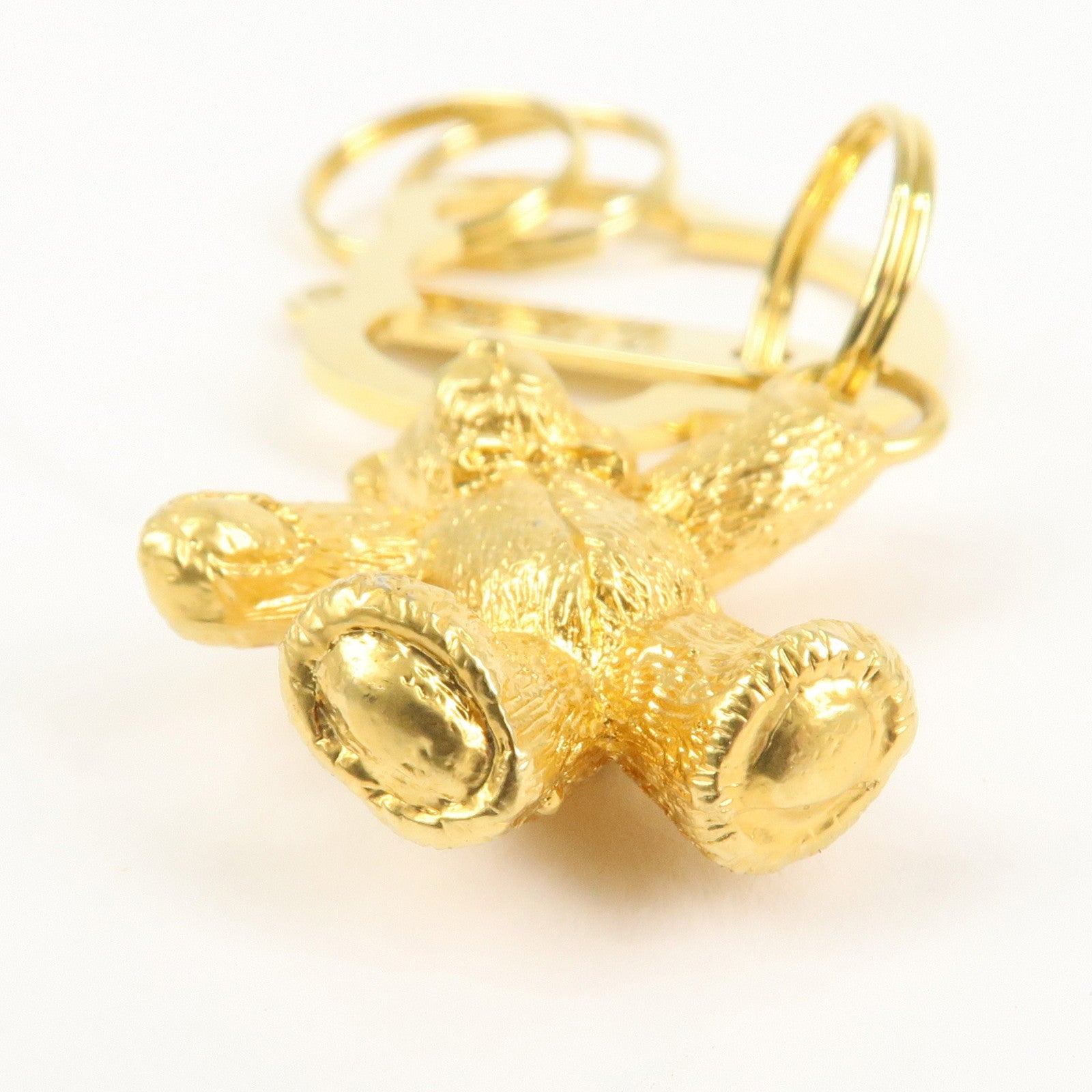 MIKIMOTO Metal Teddy Bear Bag Charm Key Chain Gold