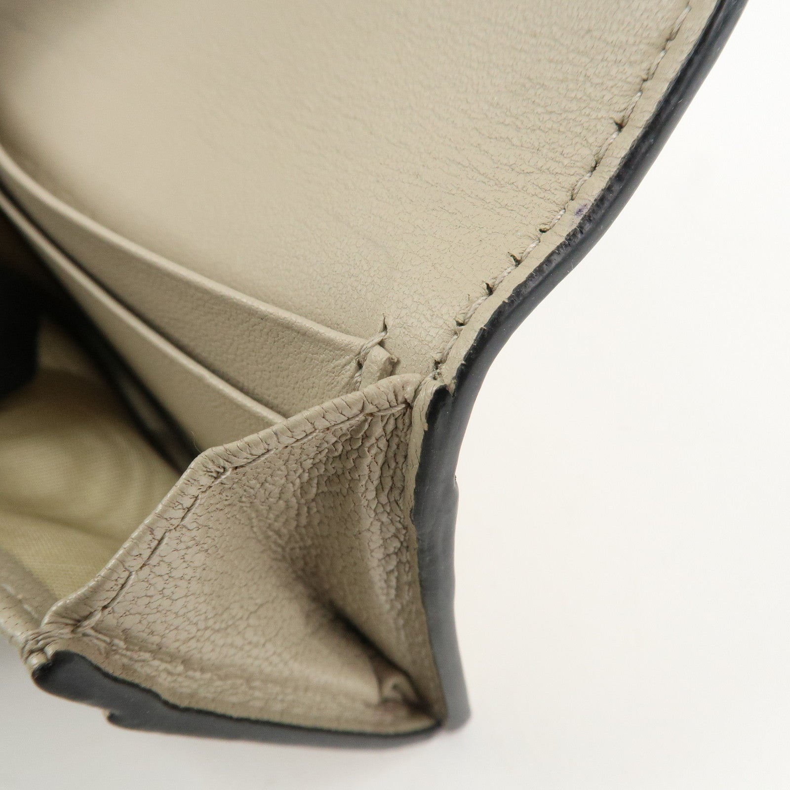 Christian Dior Leather Card Case Beige Gold HDW 44-MA-0248 Used